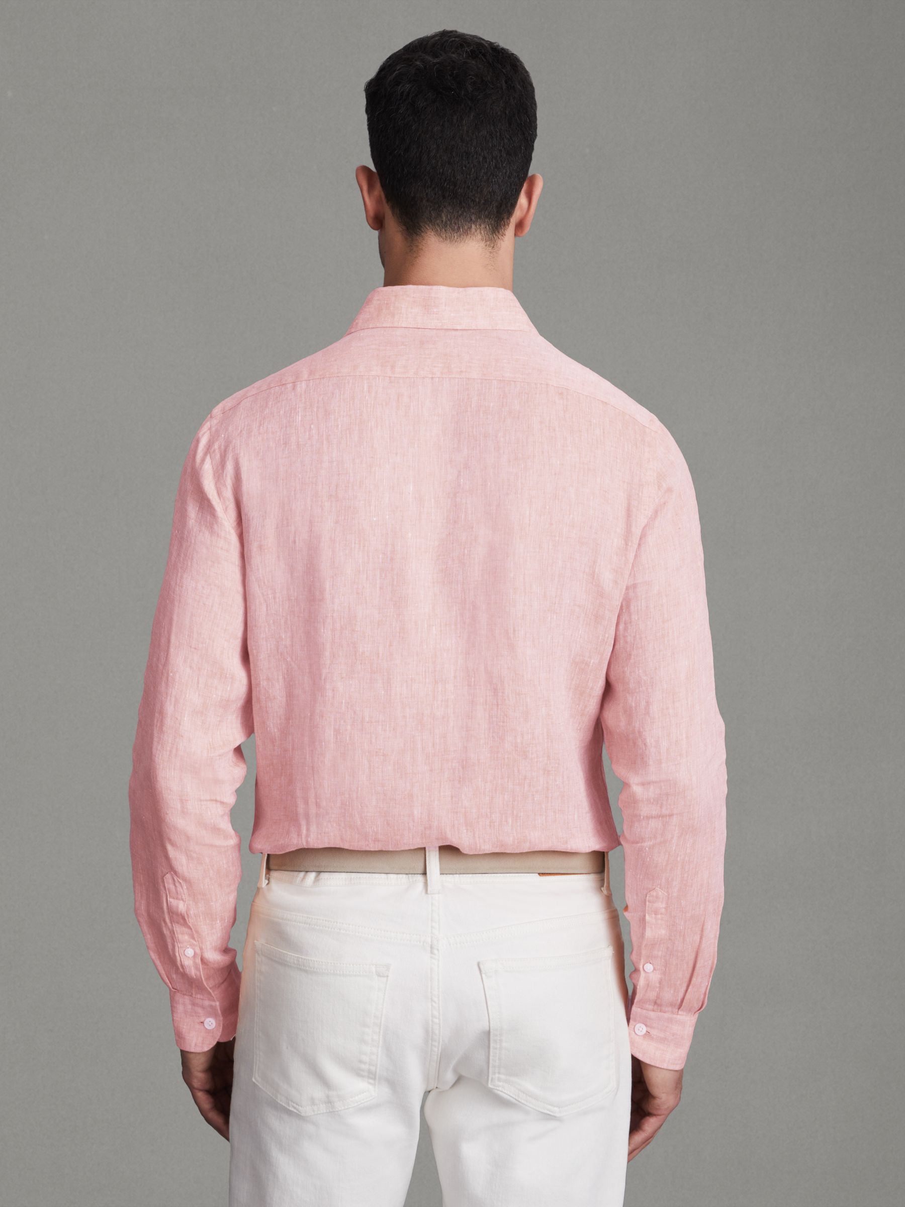 Linen Button-Through Shirt in Flamingo - Image 4 of 5