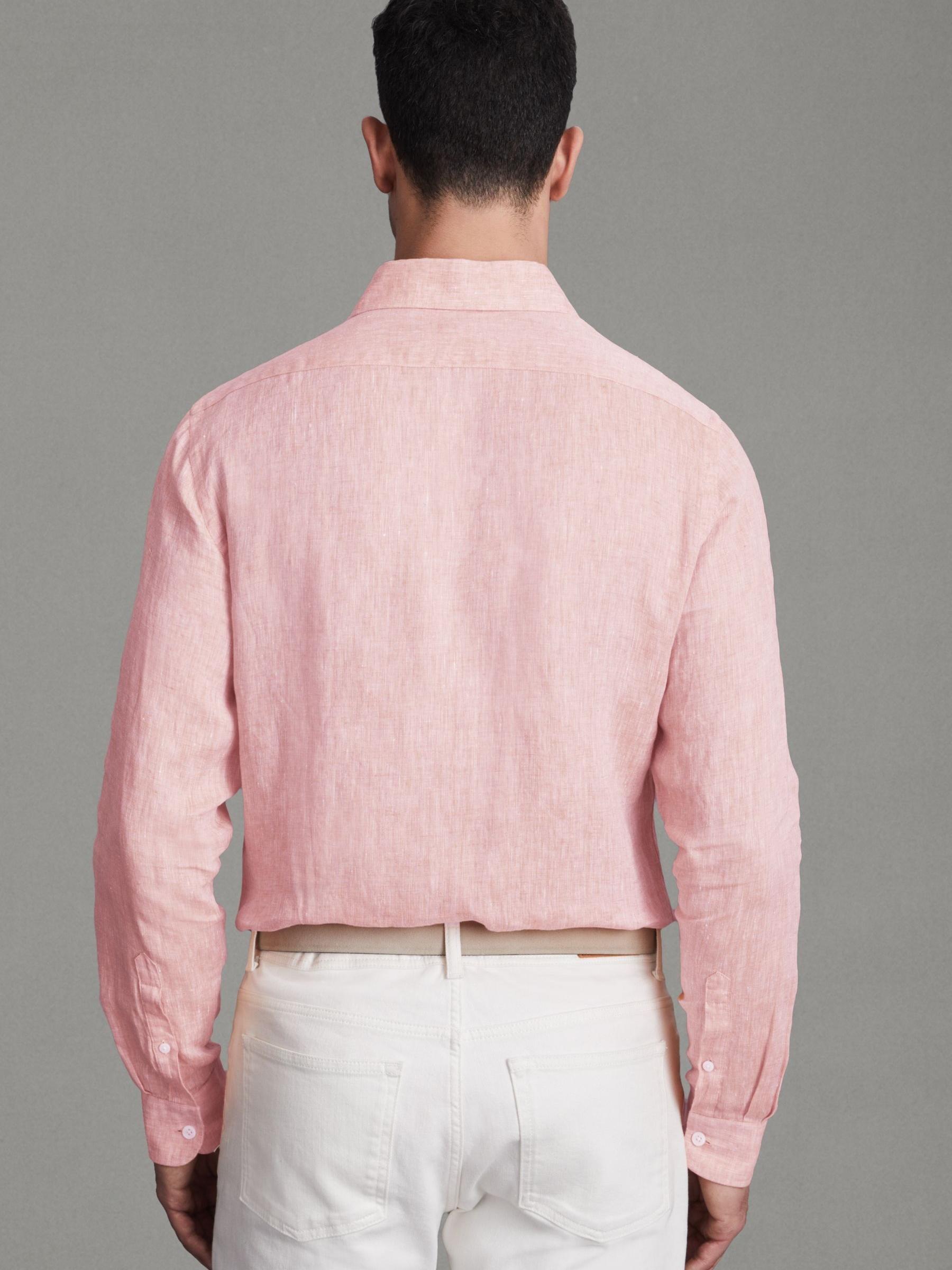 Linen Button-Through Shirt in Flamingo - Image 5 of 5