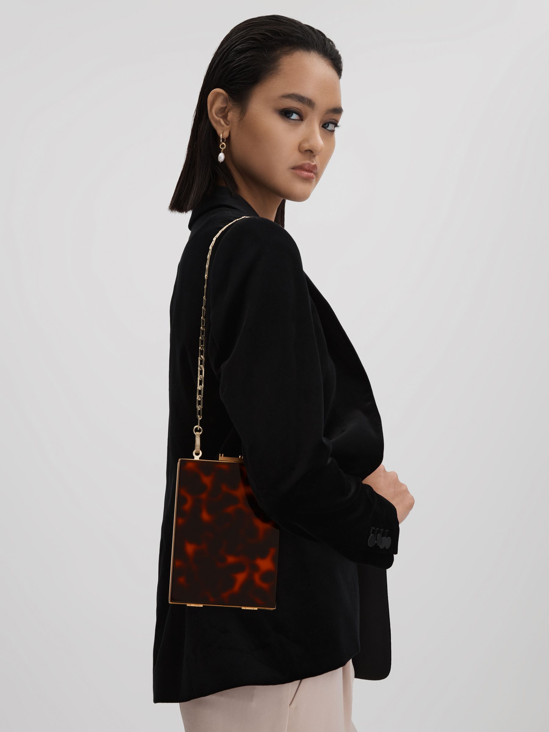 Acetate Clutch Bag in Tortoise - Image 3 of 6