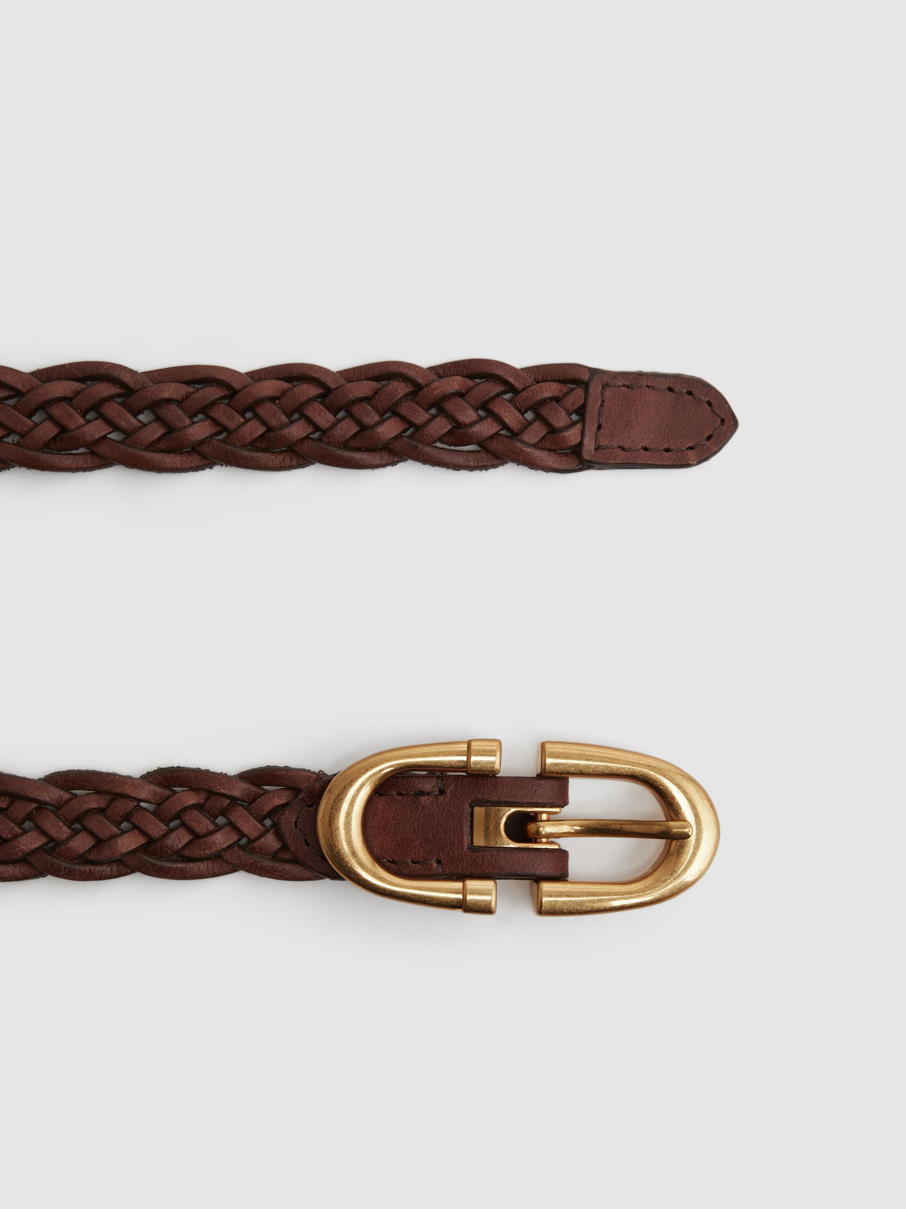 Woven Leather Horseshoe Belt in Tan - Image 3 of 4
