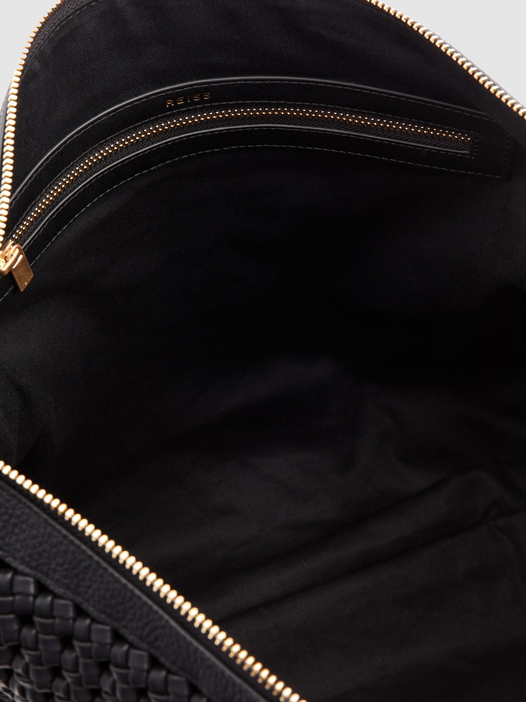 Leather Woven Tote Bag in Black - Image 3 of 5