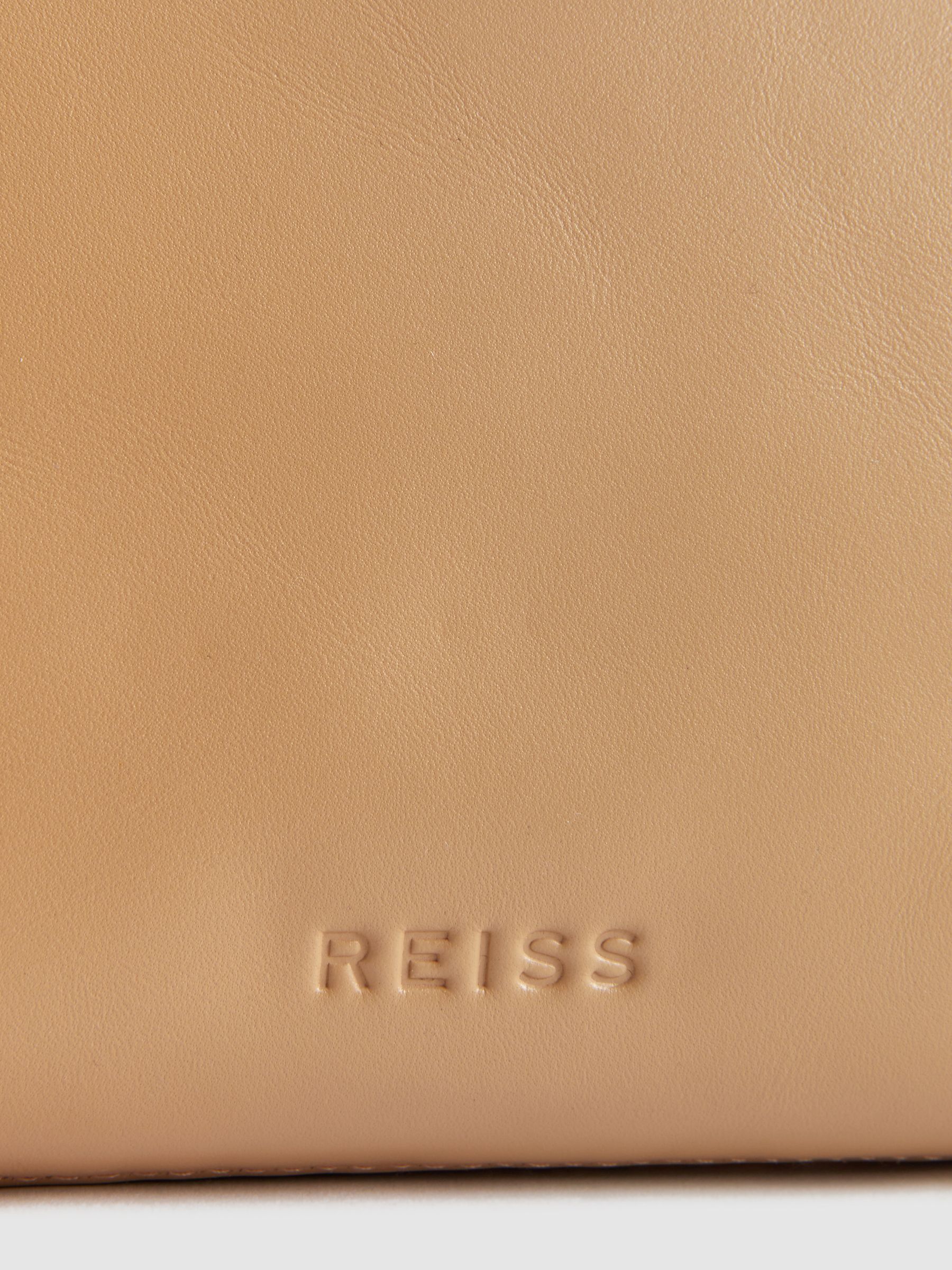 Leather Raffia Pouch Bag in Tan - Image 6 of 6