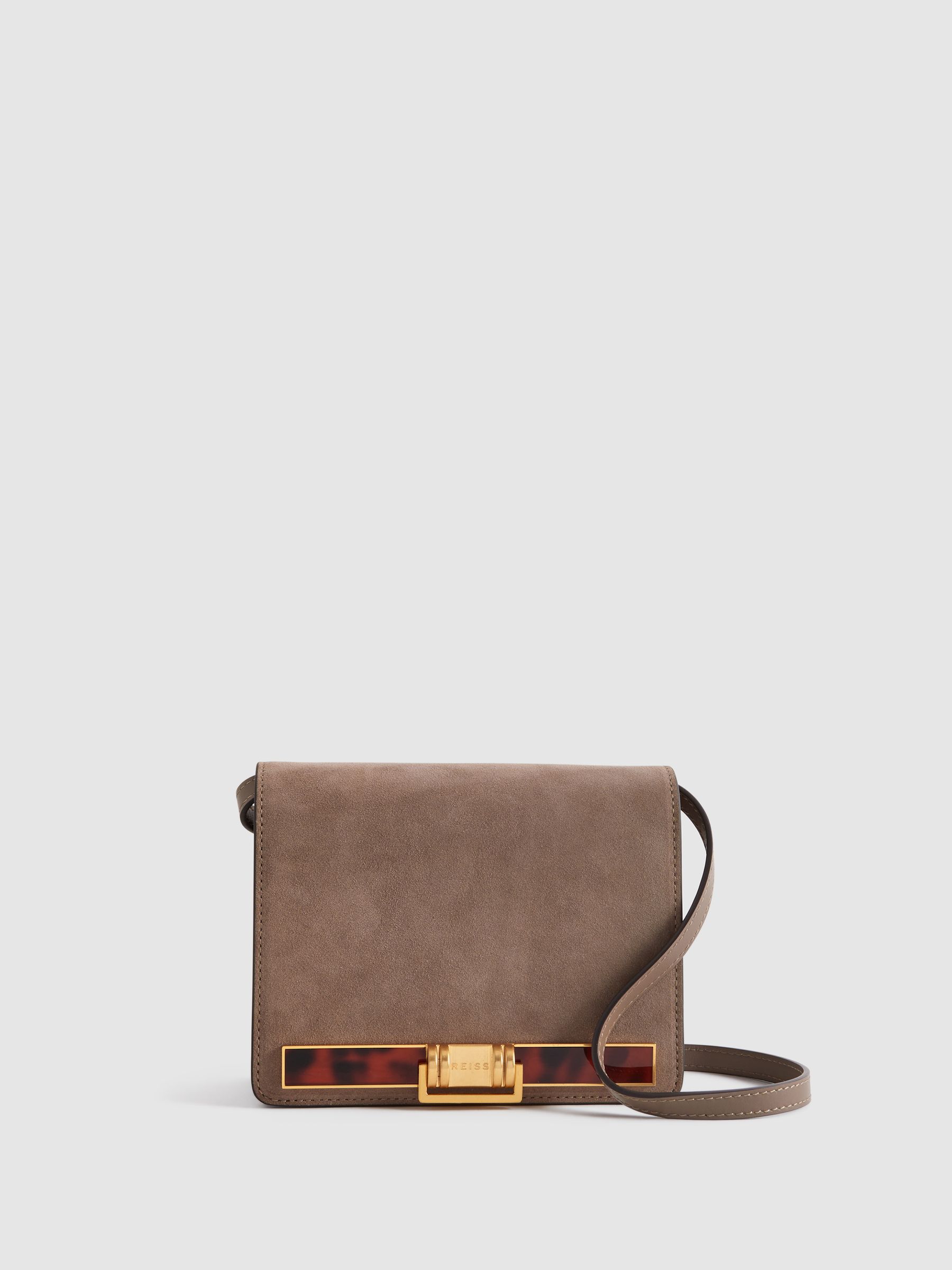 Suede Leather Shoulder Bag in Mink - Image 1 of 5