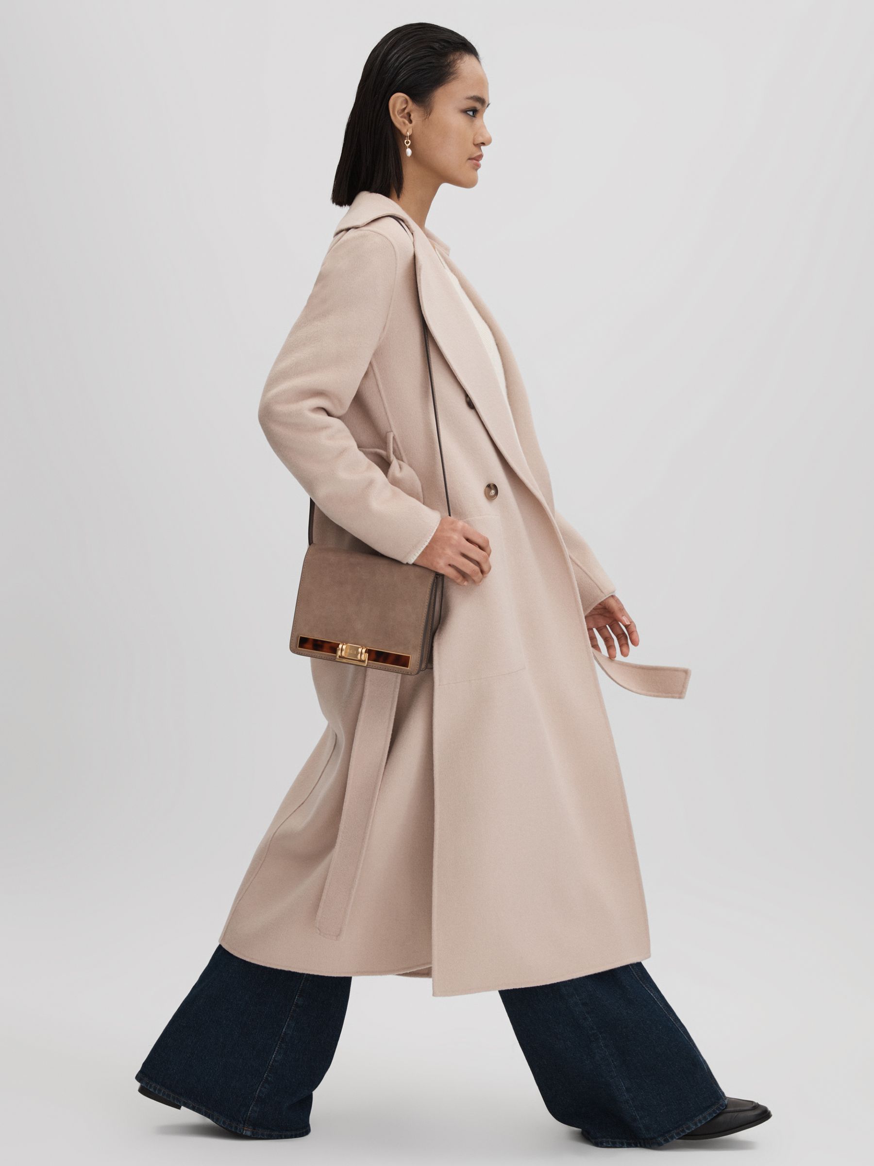 Suede Leather Shoulder Bag in Mink - Image 2 of 5