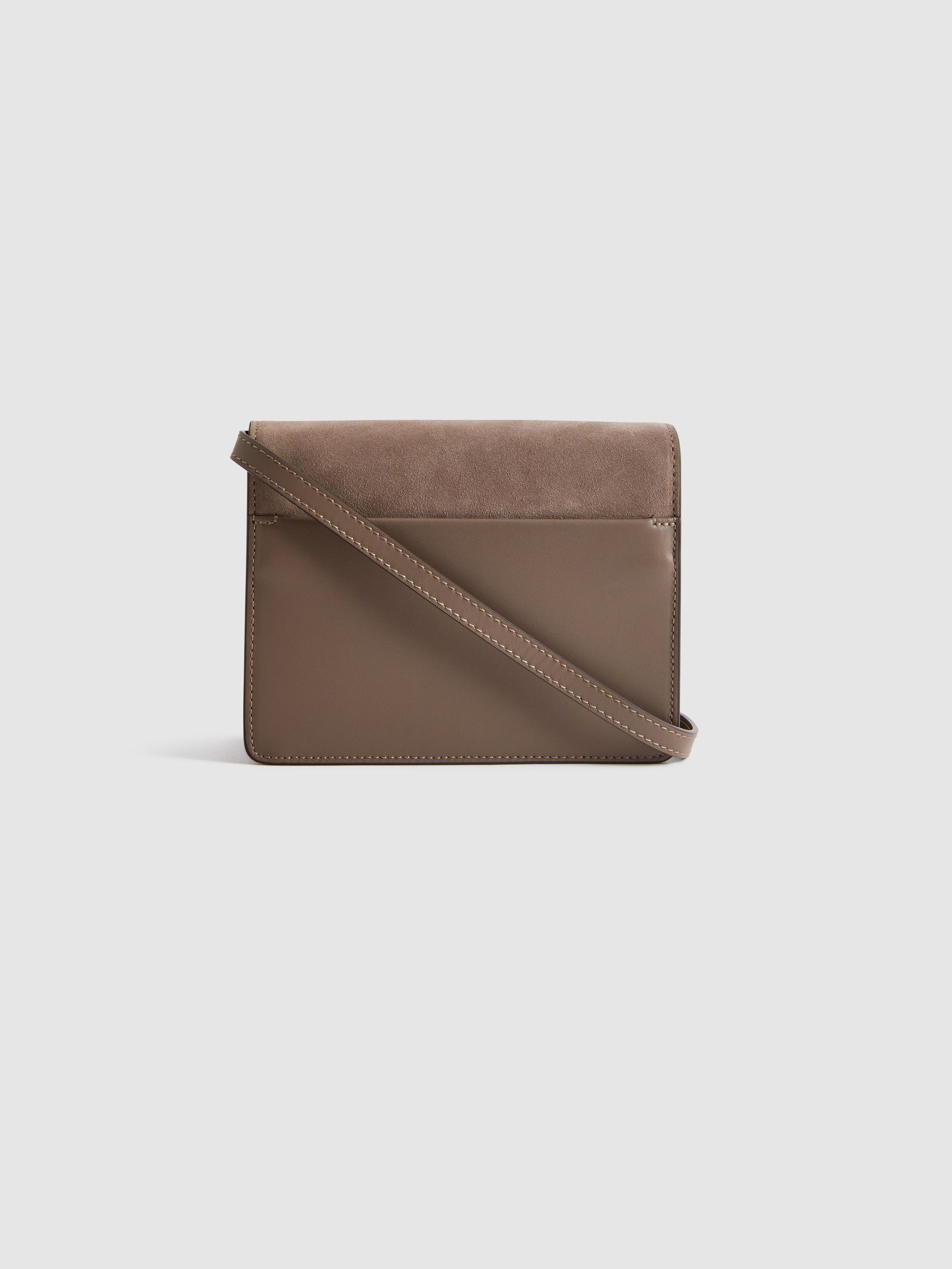 Suede Leather Shoulder Bag in Mink - Image 4 of 5