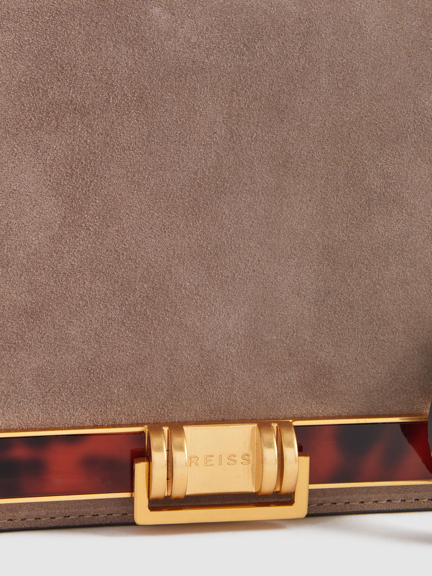 Suede Leather Shoulder Bag in Mink - Image 5 of 5