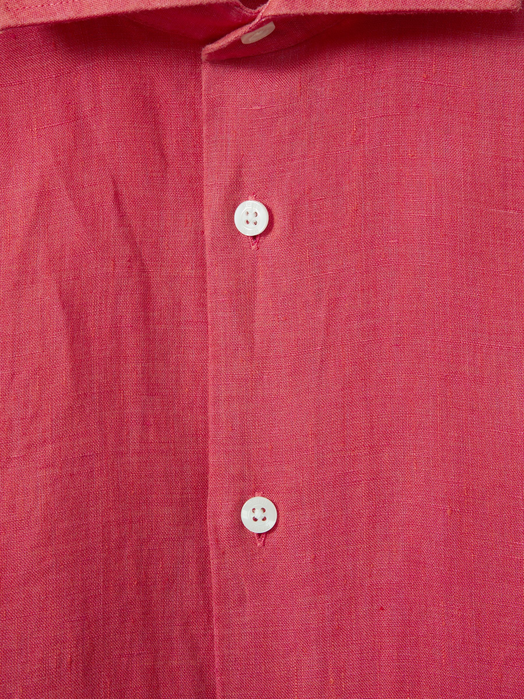 Linen Button-Through Shirt in Coral - Image 6 of 6