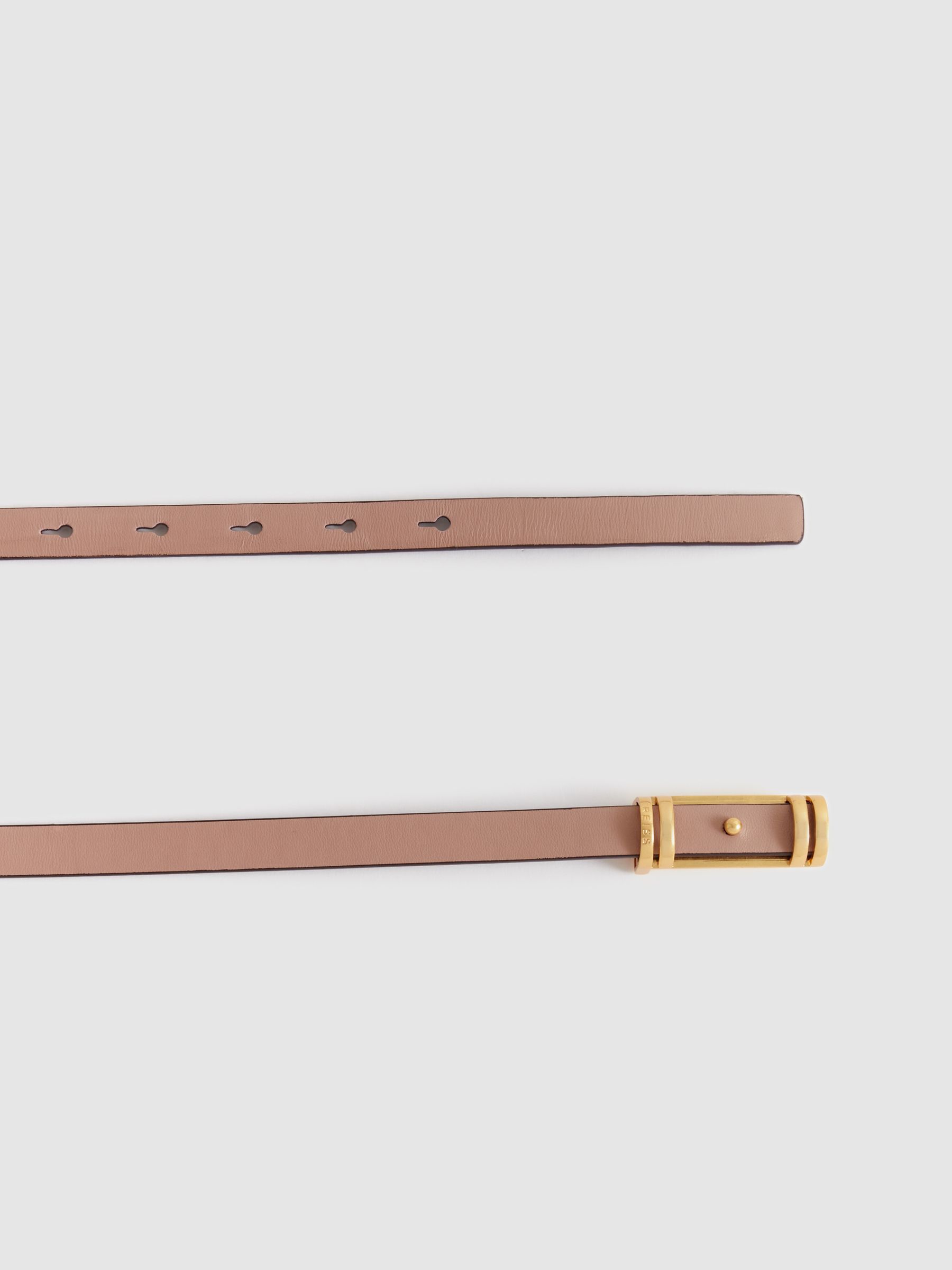 Thin Leather Belt in Nude - Image 3 of 4