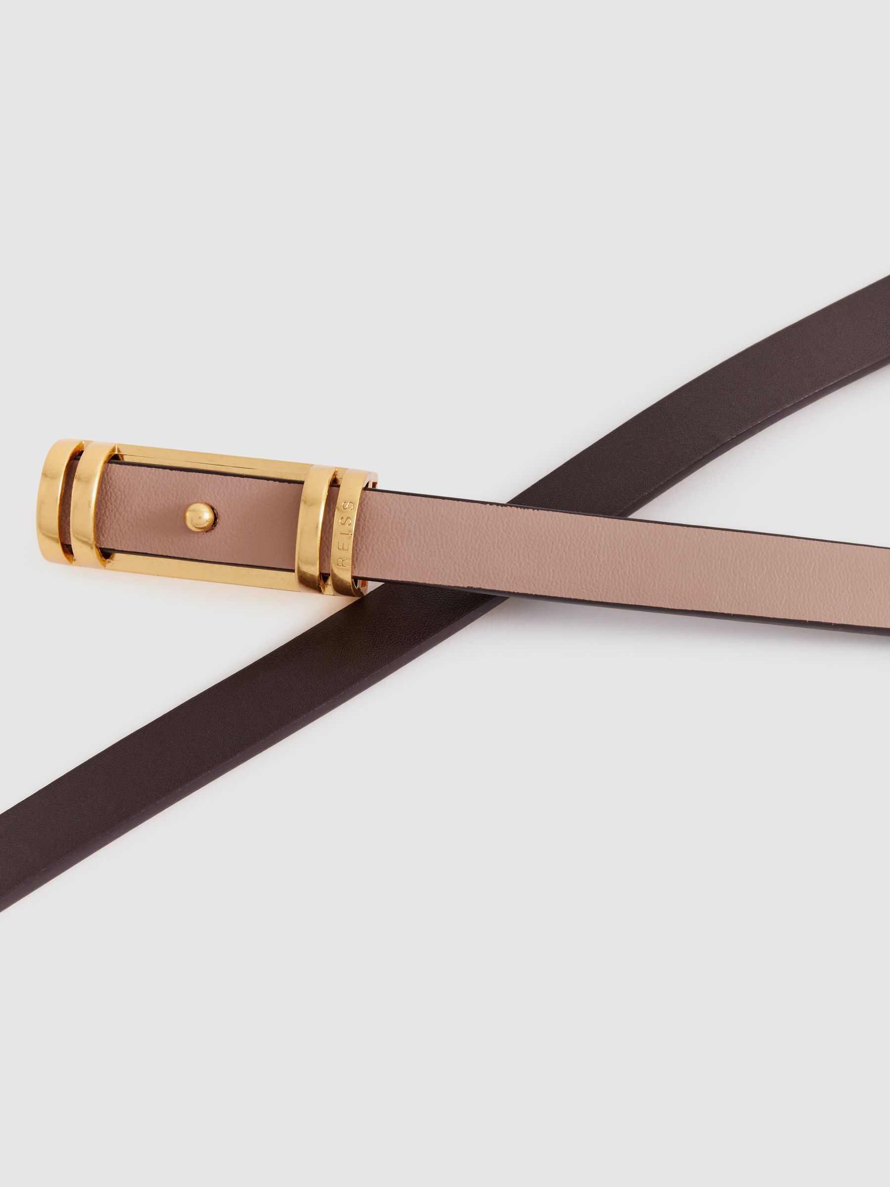 Thin Leather Belt in Nude - Image 4 of 4
