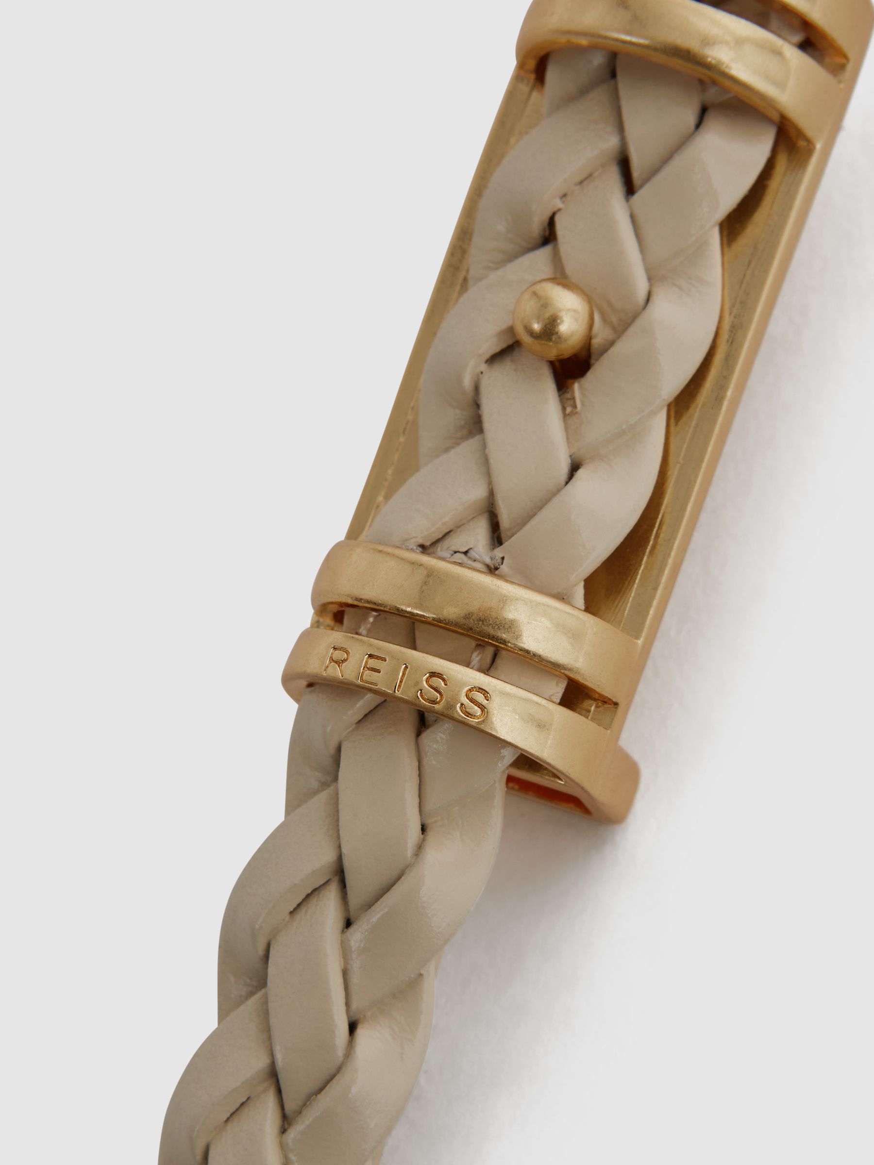 Thin Leather Belt in Cream - Image 4 of 5