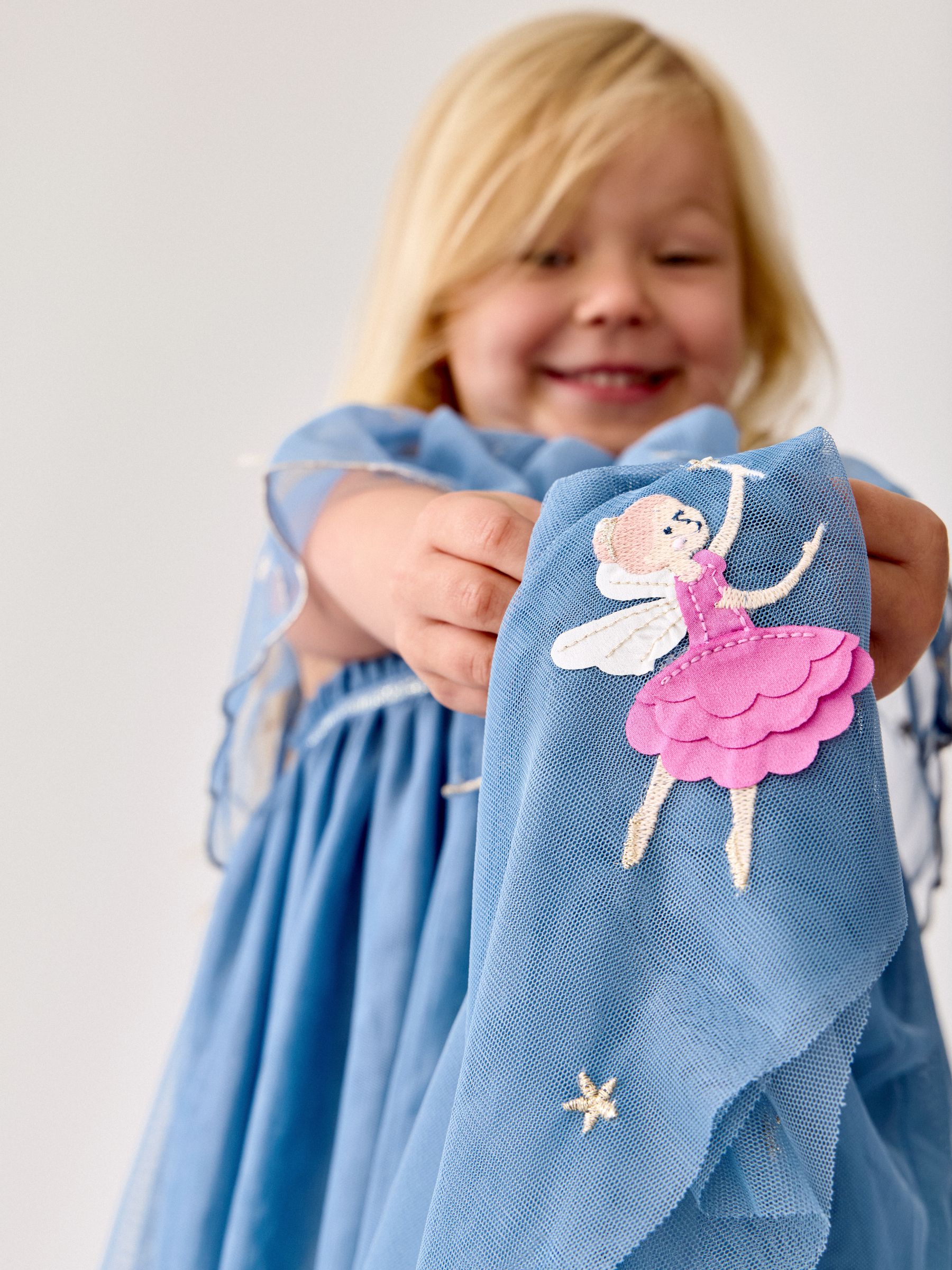 Blue Fairy & Star Appliqué Tulle Dress & Cape - Image 3 of 11