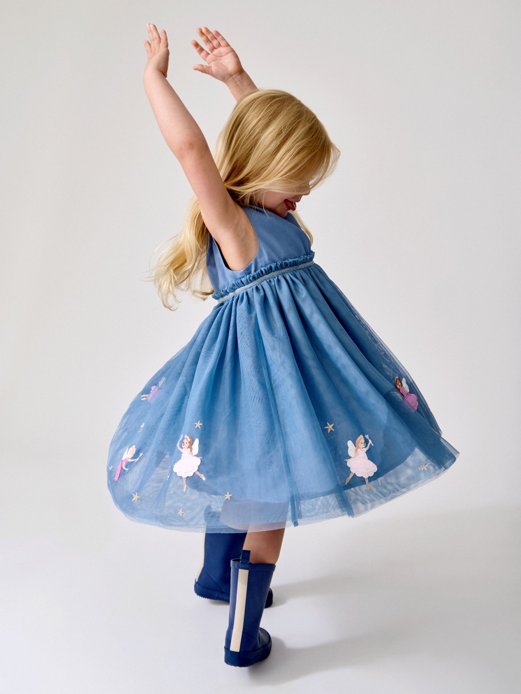Blue Fairy & Star Appliqué Tulle Dress & Cape - Image 4 of 11