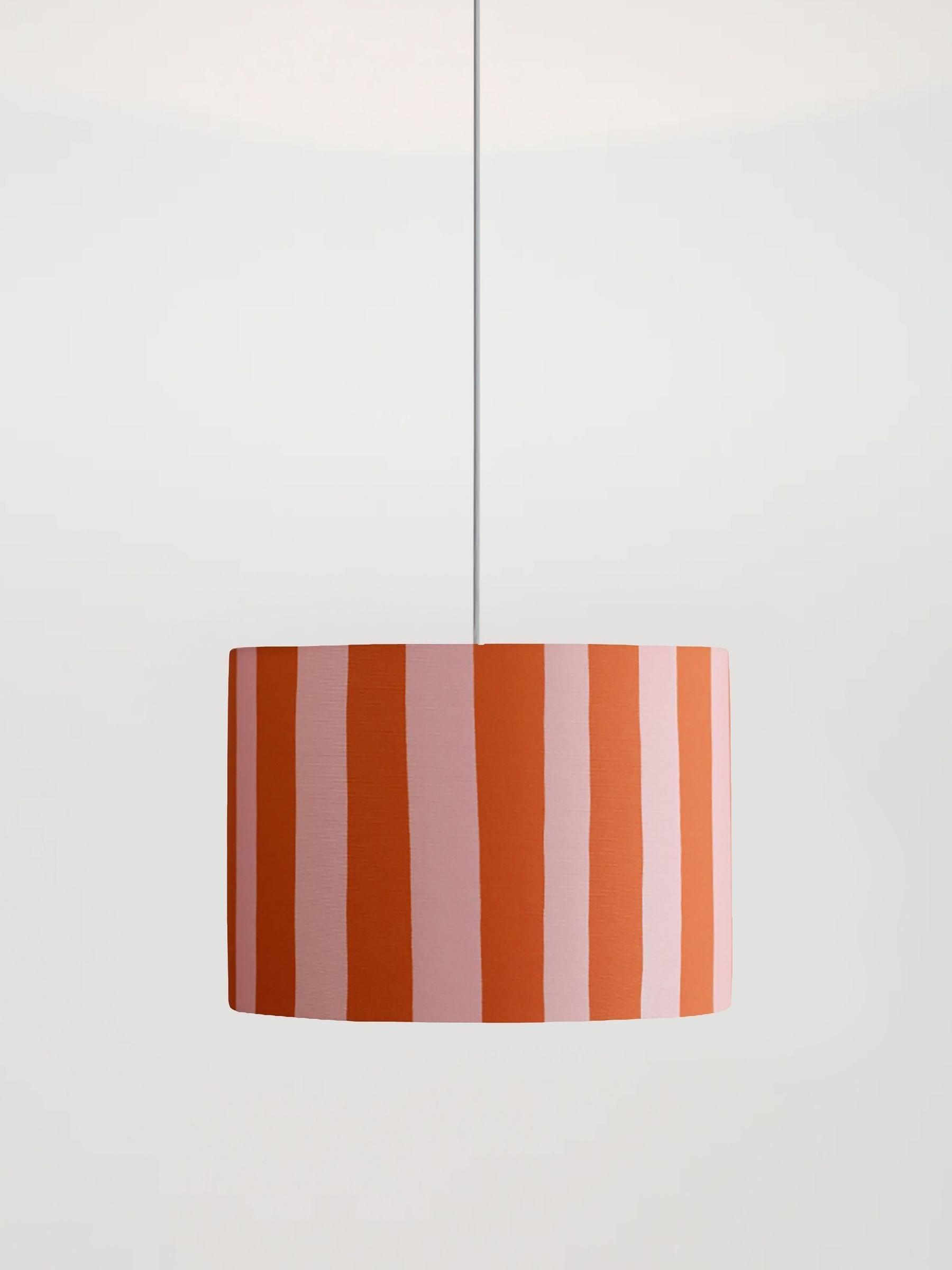 Houseof. Pink Small Stripe Print Ceiling Light - Image 1 of 4