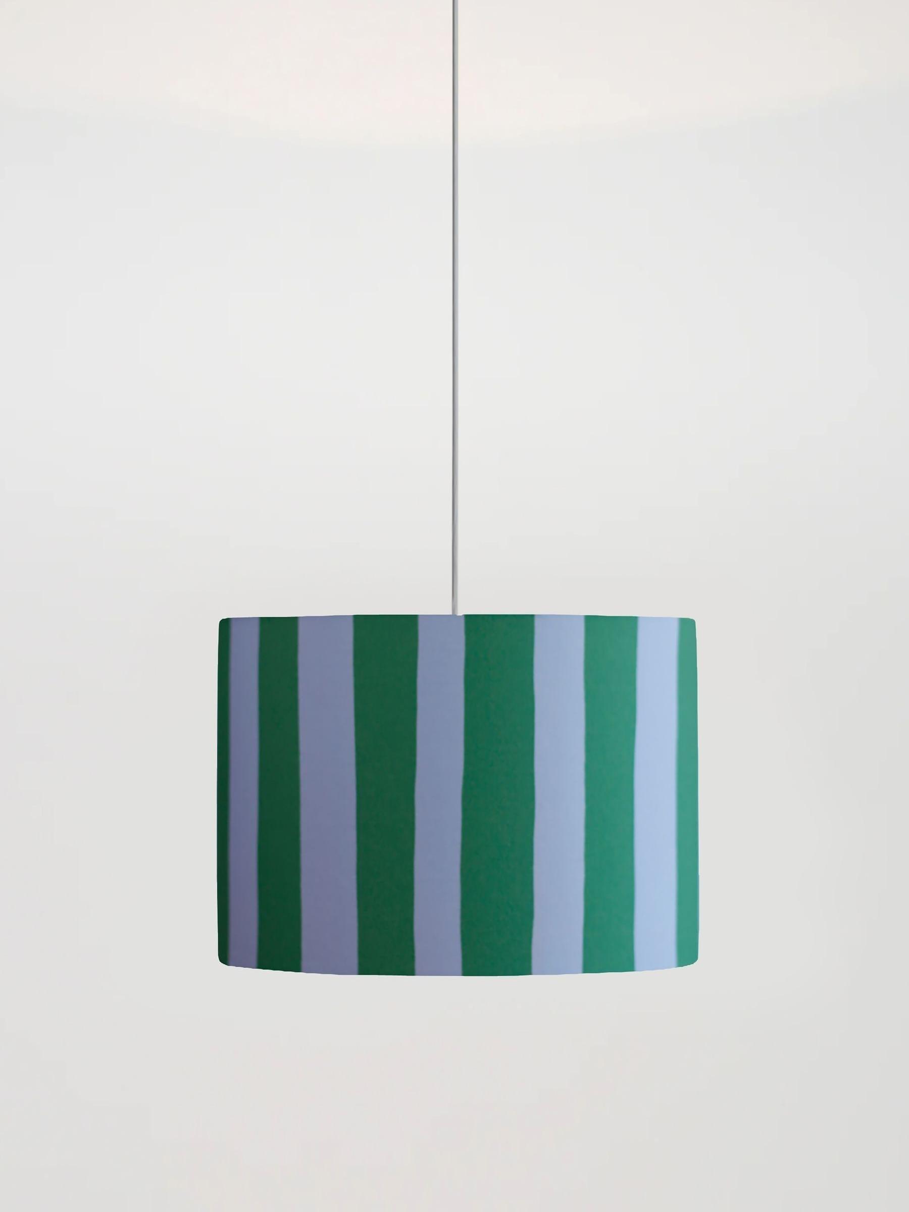 Houseof. Green Small Stripe Print Ceiling Light - Image 1 of 4