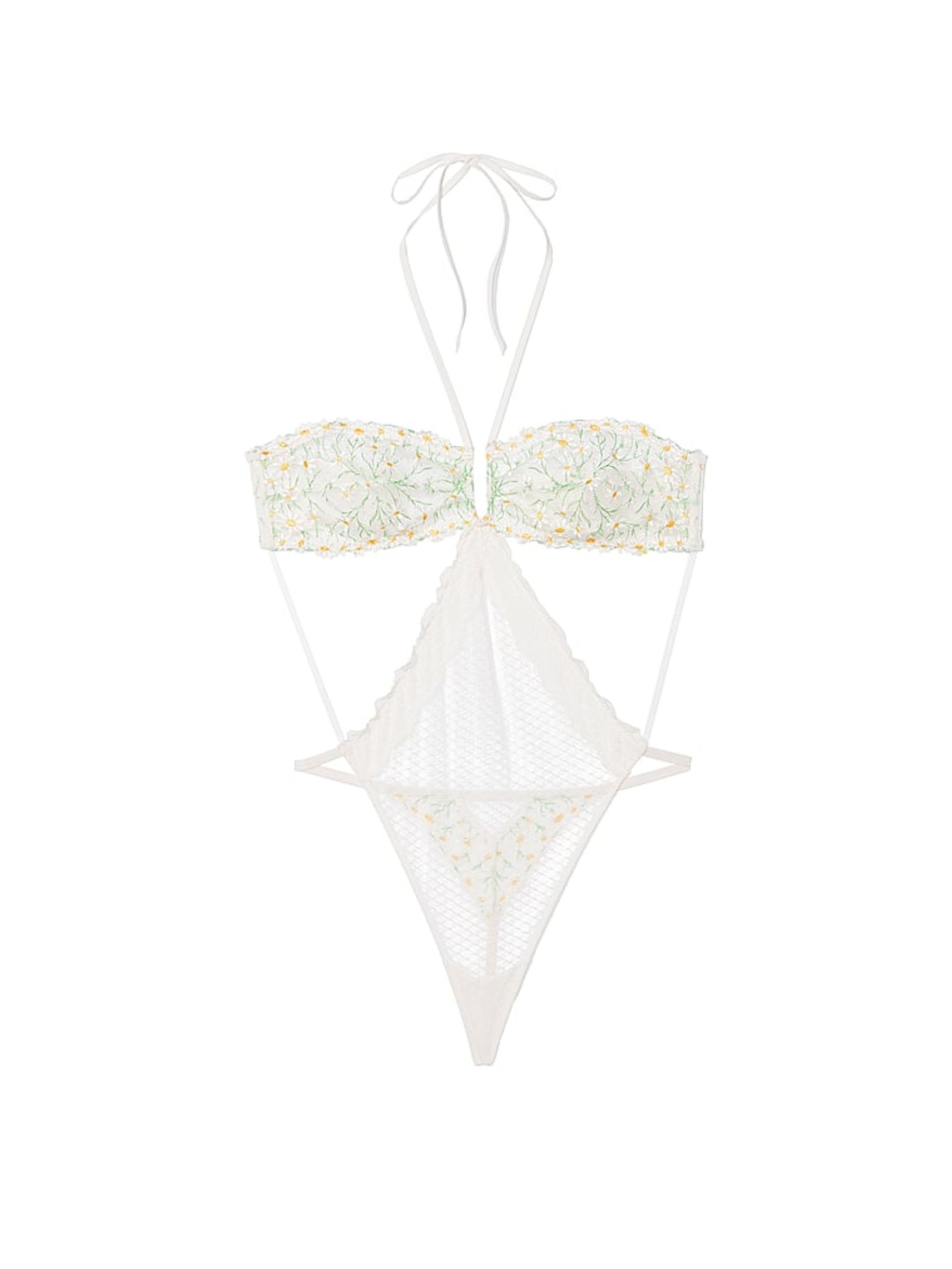 Coconut White Daisy Broderie Halter Bodysuit - Image 3 of 4