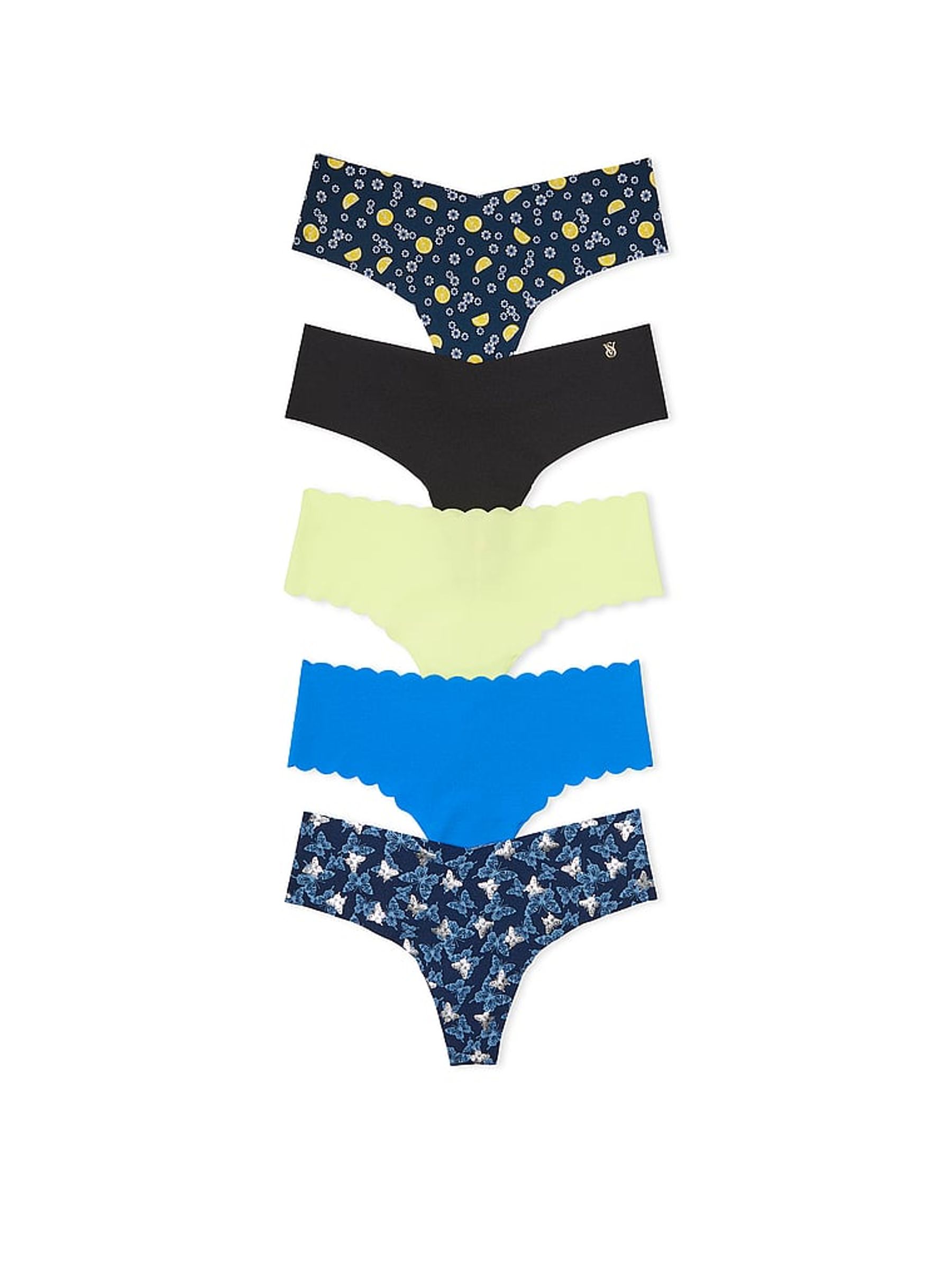Blue/Black/Green Thong 5 Pack Knickers - Image 1 of 3