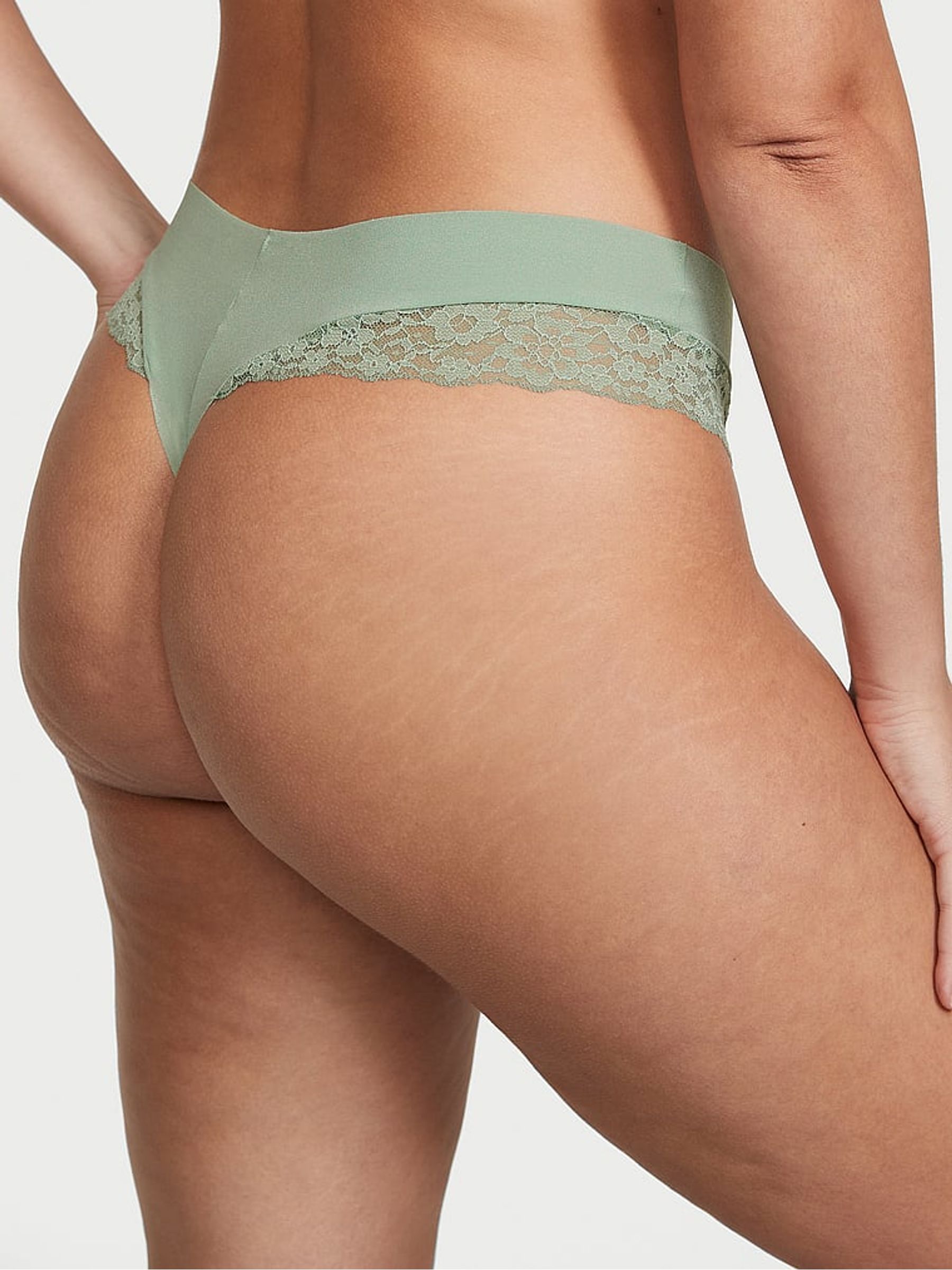 Seasalt Green Posey Lace Thong Knickers - Image 2 of 3