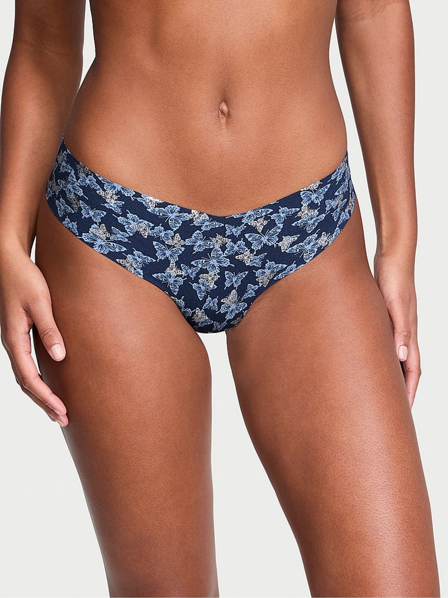 Noir Navy Blue Butterfly Thong Knickers - Image 1 of 1