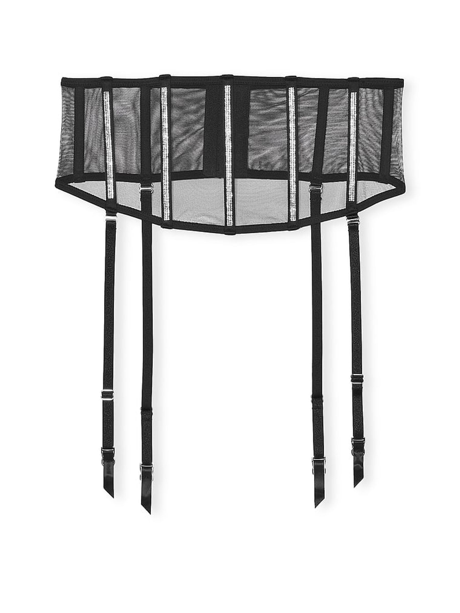 Black Sheer Shine Corset Suspenders - Image 1 of 2