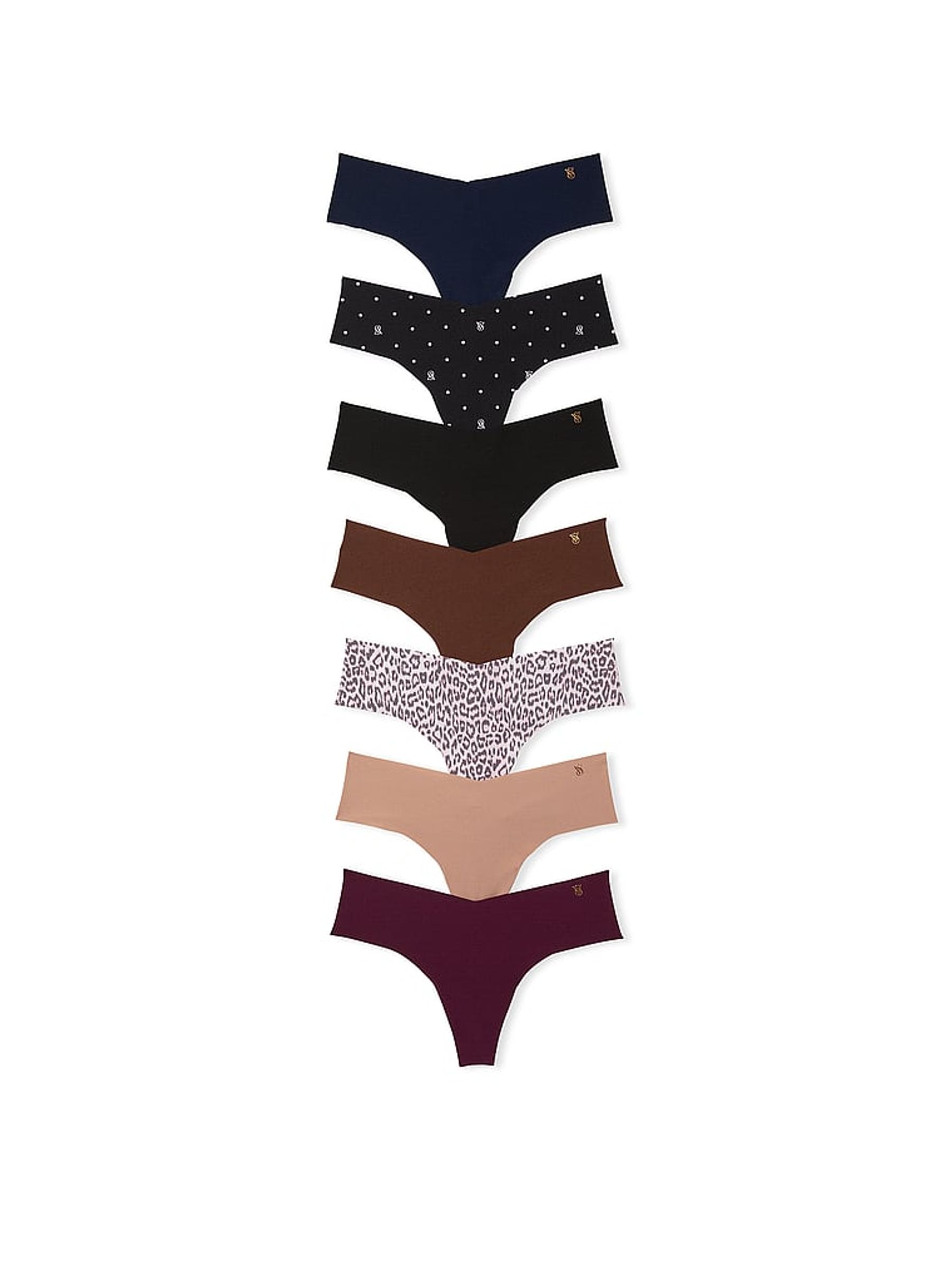 Blue/Black/Nude/Red Thong 7 Pack Knickers - Image 1 of 3