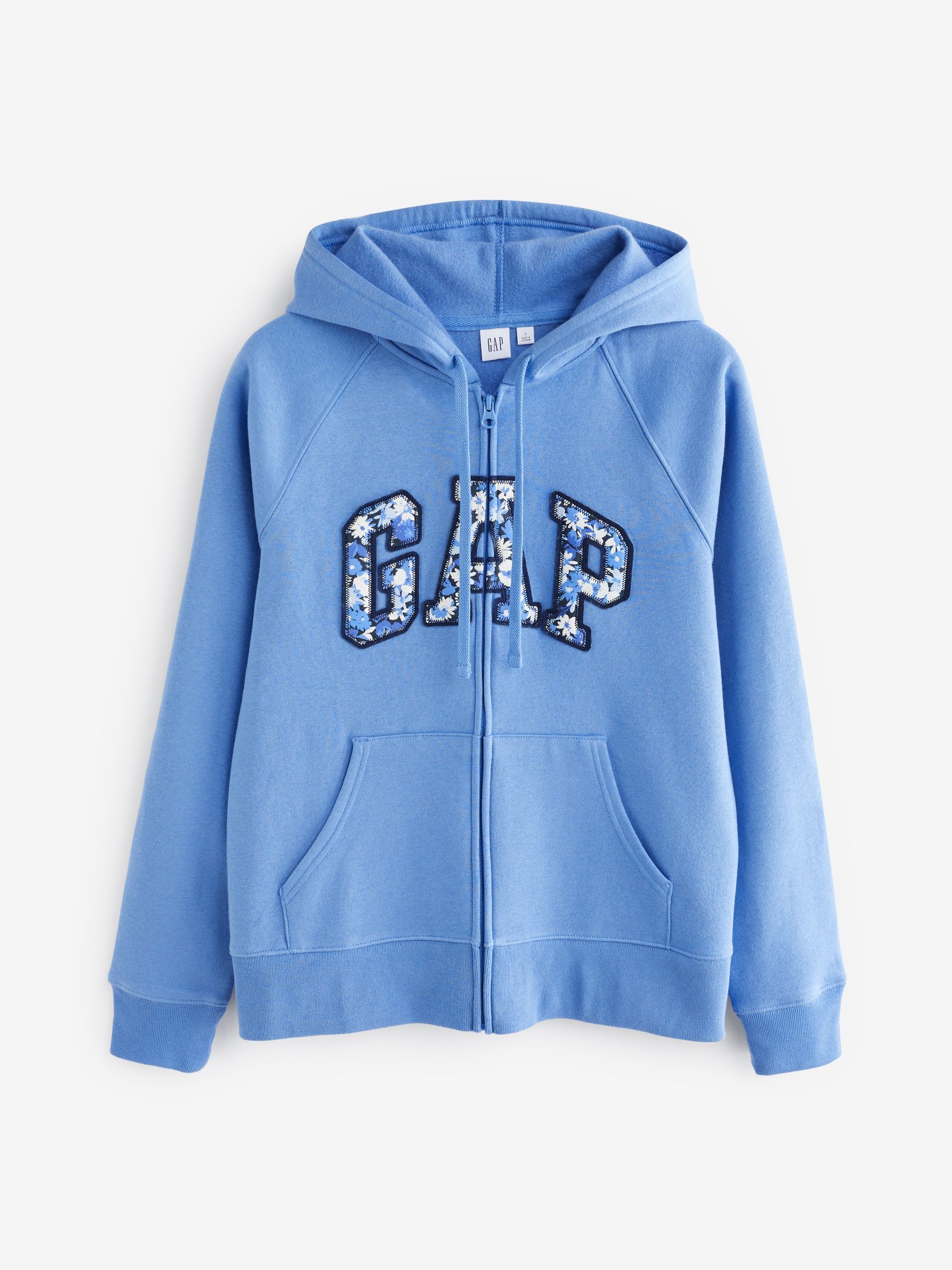 Blue Floral Logo Zip Up Hoodie - Image 1 of 3