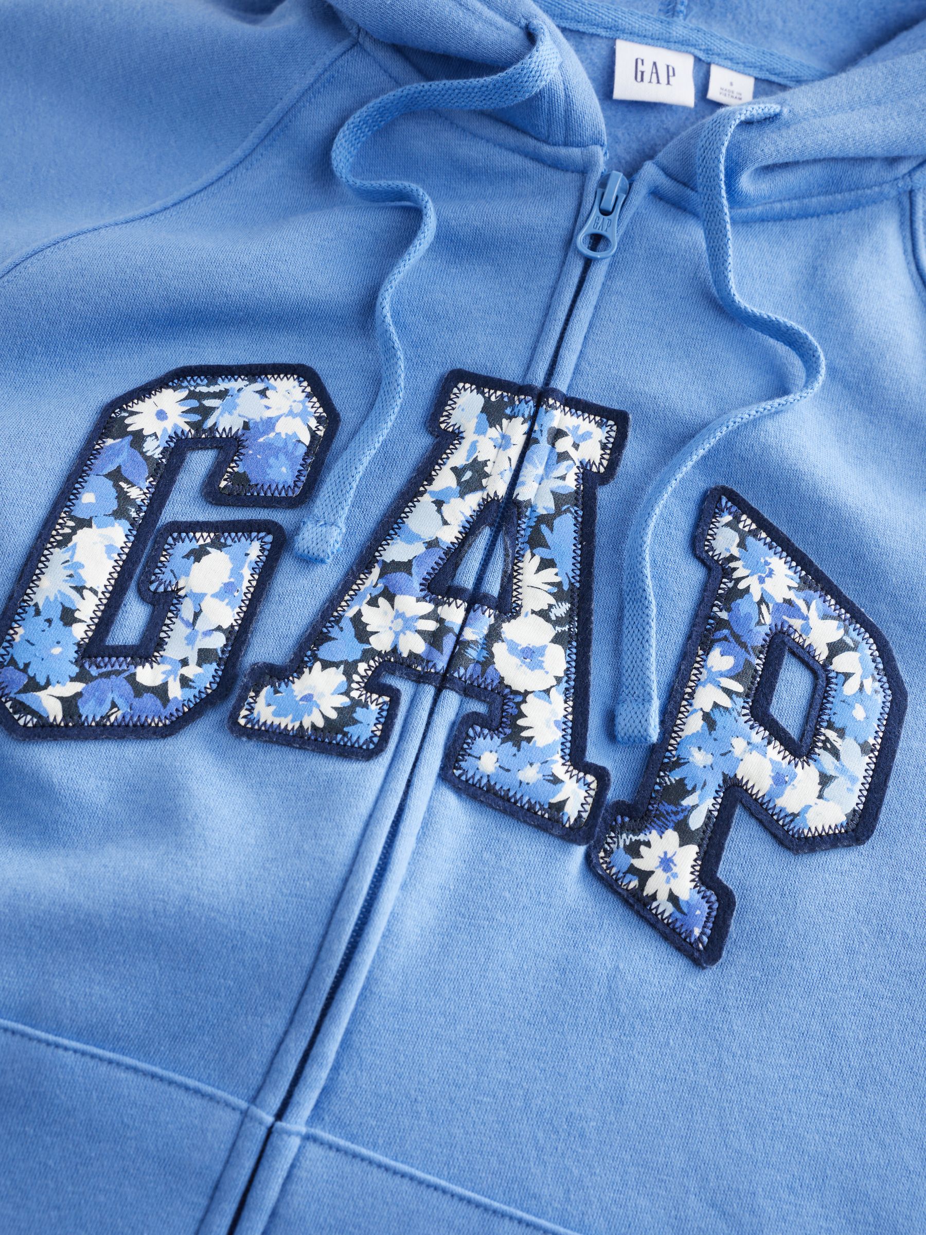 Blue Floral Logo Zip Up Hoodie - Image 3 of 3