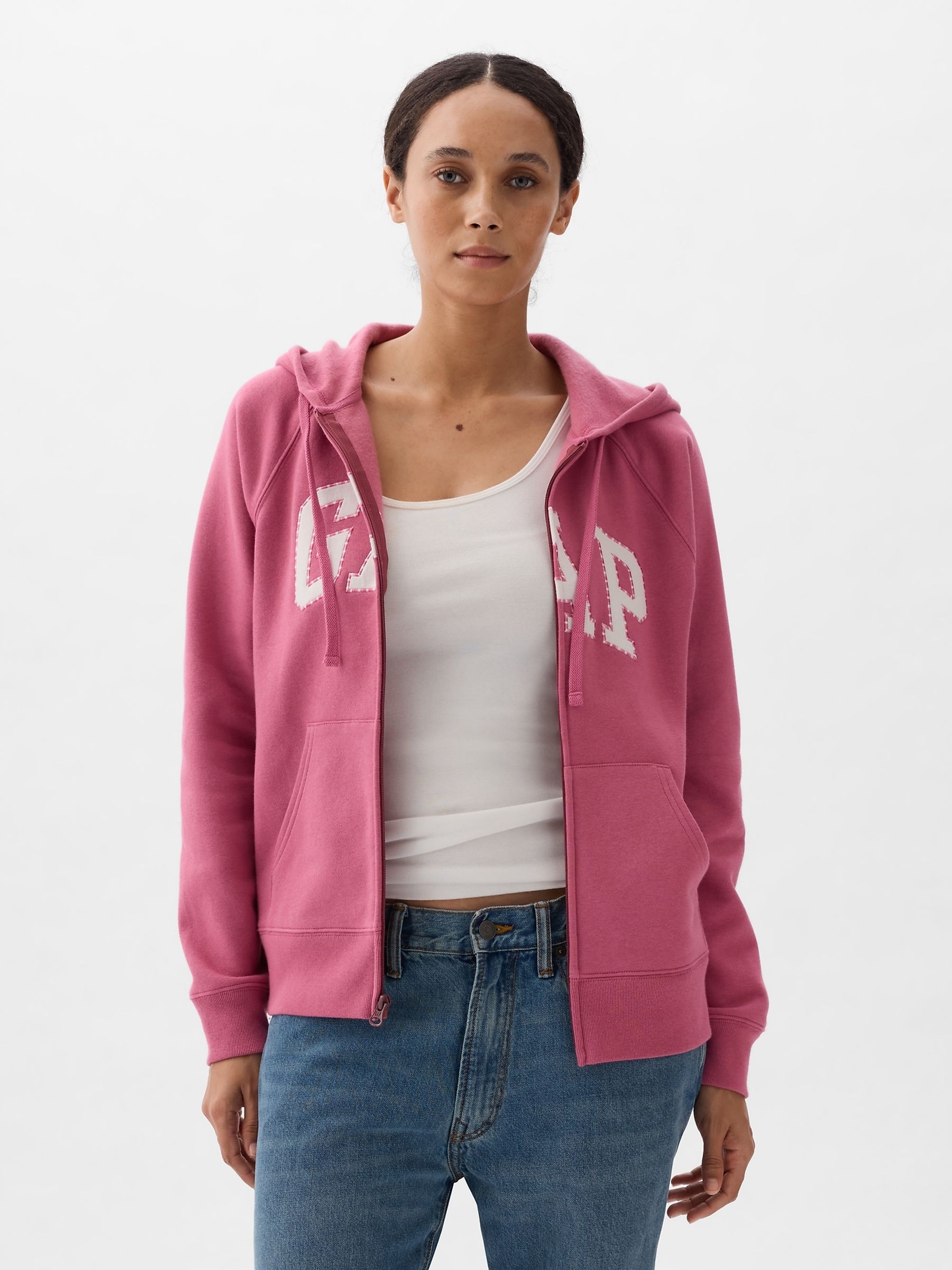Pink Logo Zip Up Hoodie - Image 1 of 2