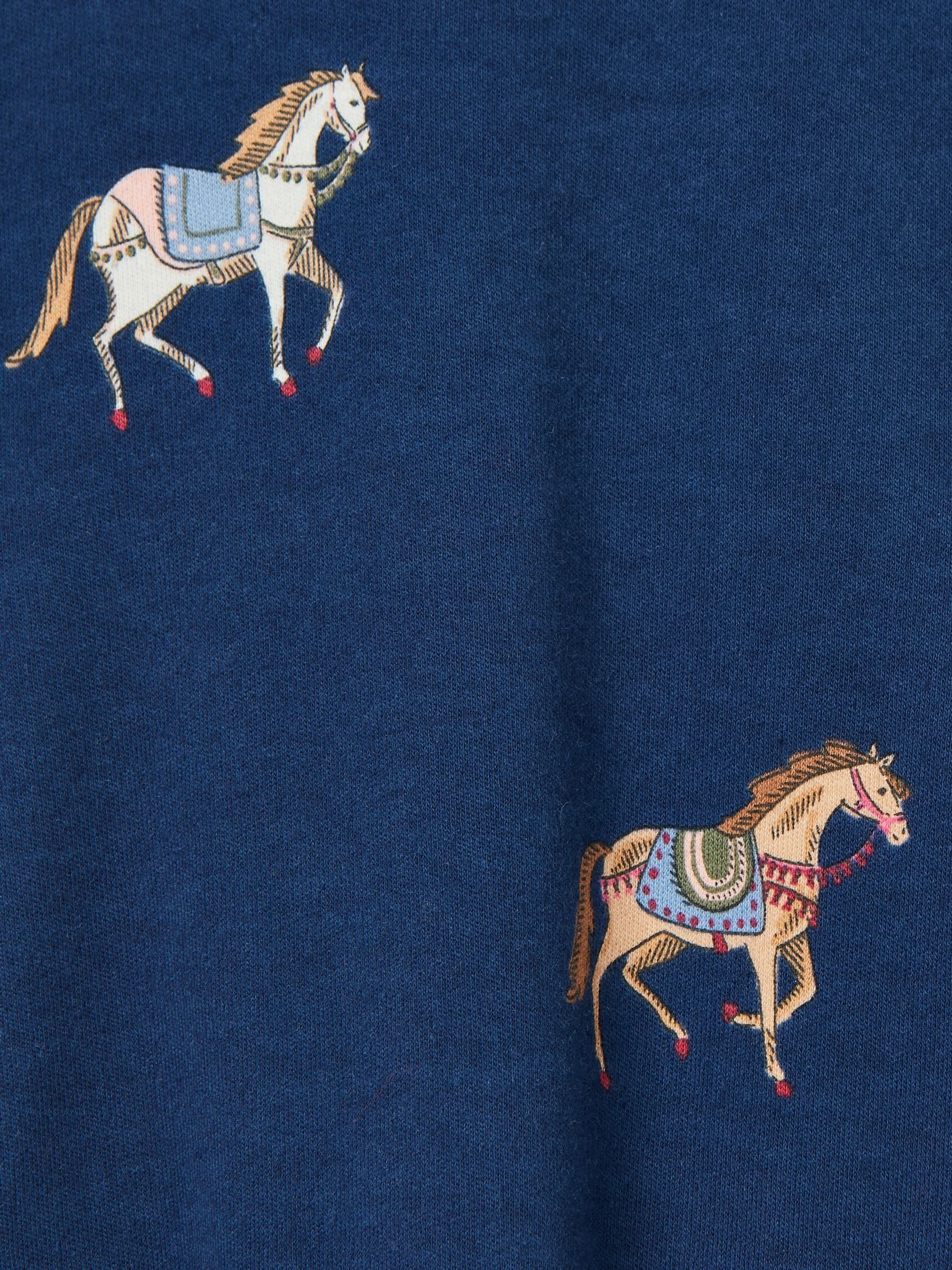 Girls' Aubrey Navy Horse Print Jersey Dress - Image 4 of 4