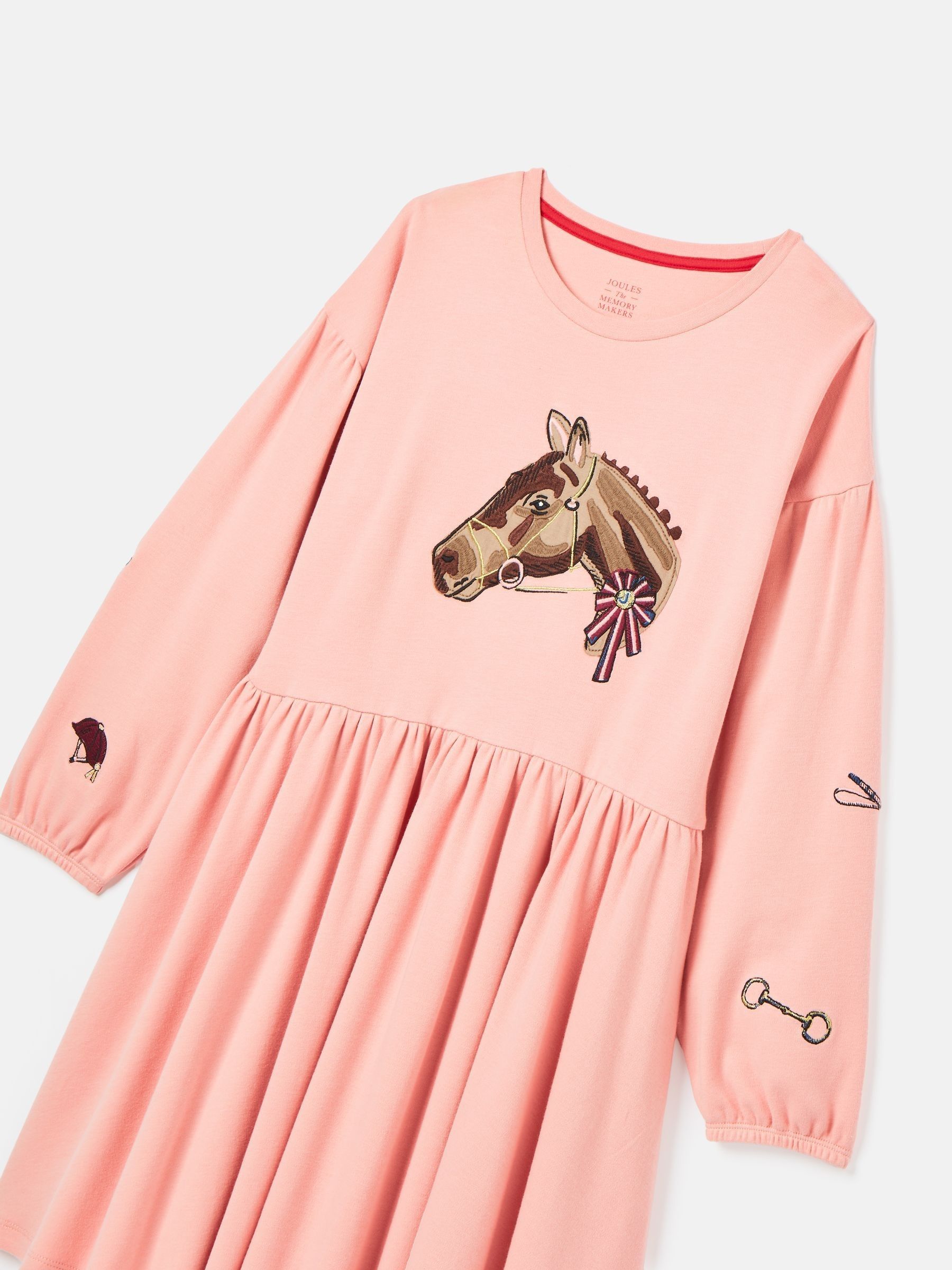 Girls' Aubrey Pink Horse Jersey Dress - Image 3 of 5