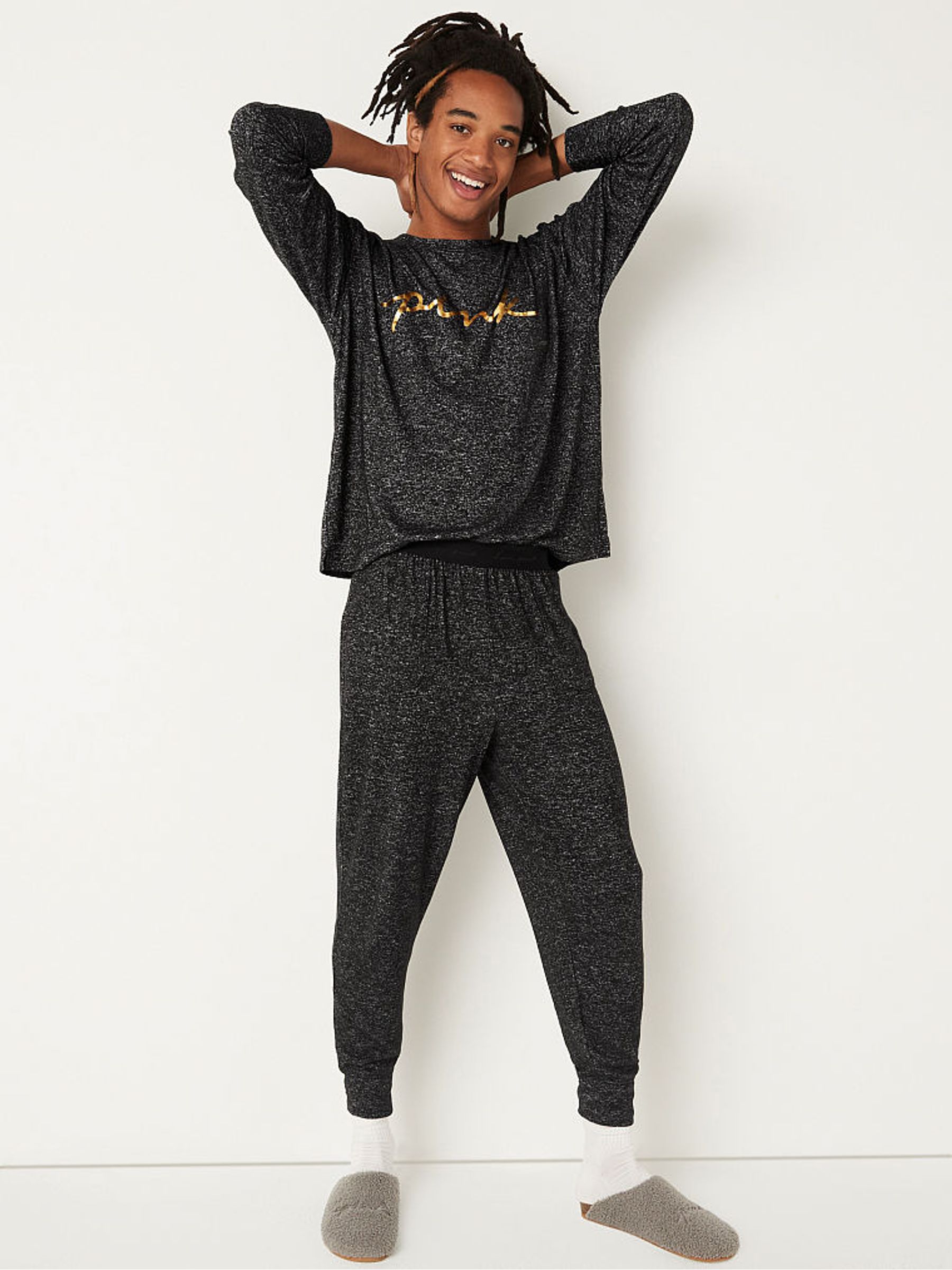 Black And Grey Cosy Pyjama Bottoms - Image 2 of 4