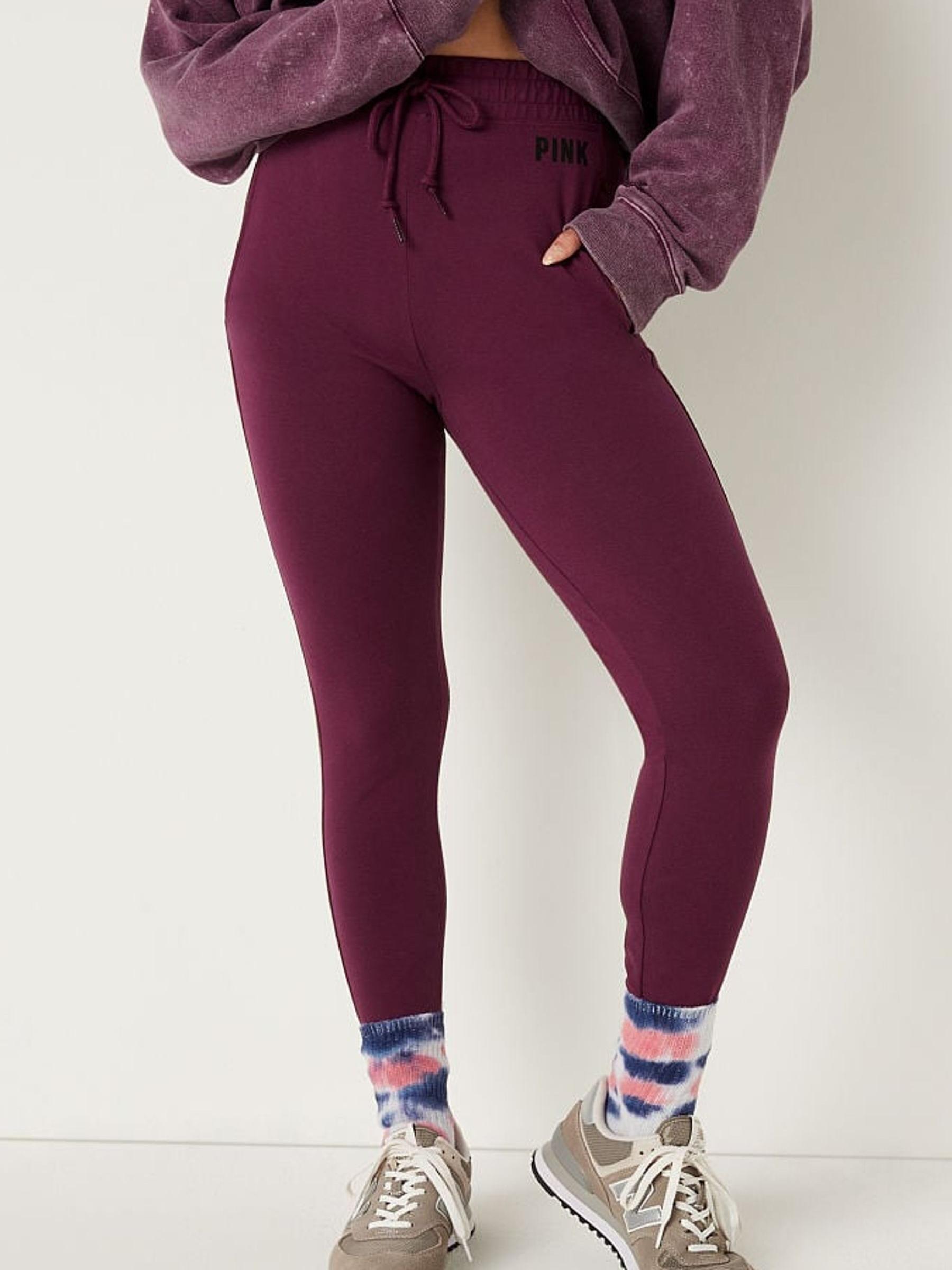 Burgundy Red Cotton High Waist Joggers - Image 1 of 4 Burgundy Red Cotton High Waist Joggers - Image 1 of 4