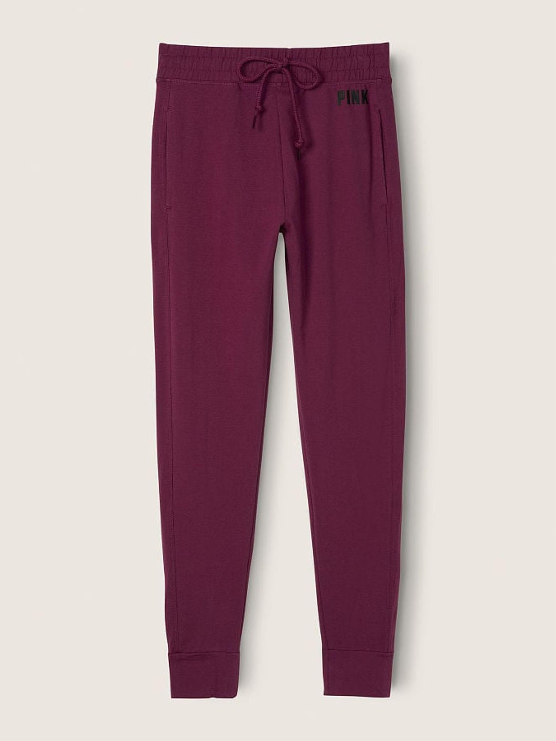 Burgundy Red Cotton High Waist Joggers - Image 4 of 4 Burgundy Red Cotton High Waist Joggers - Image 4 of 4