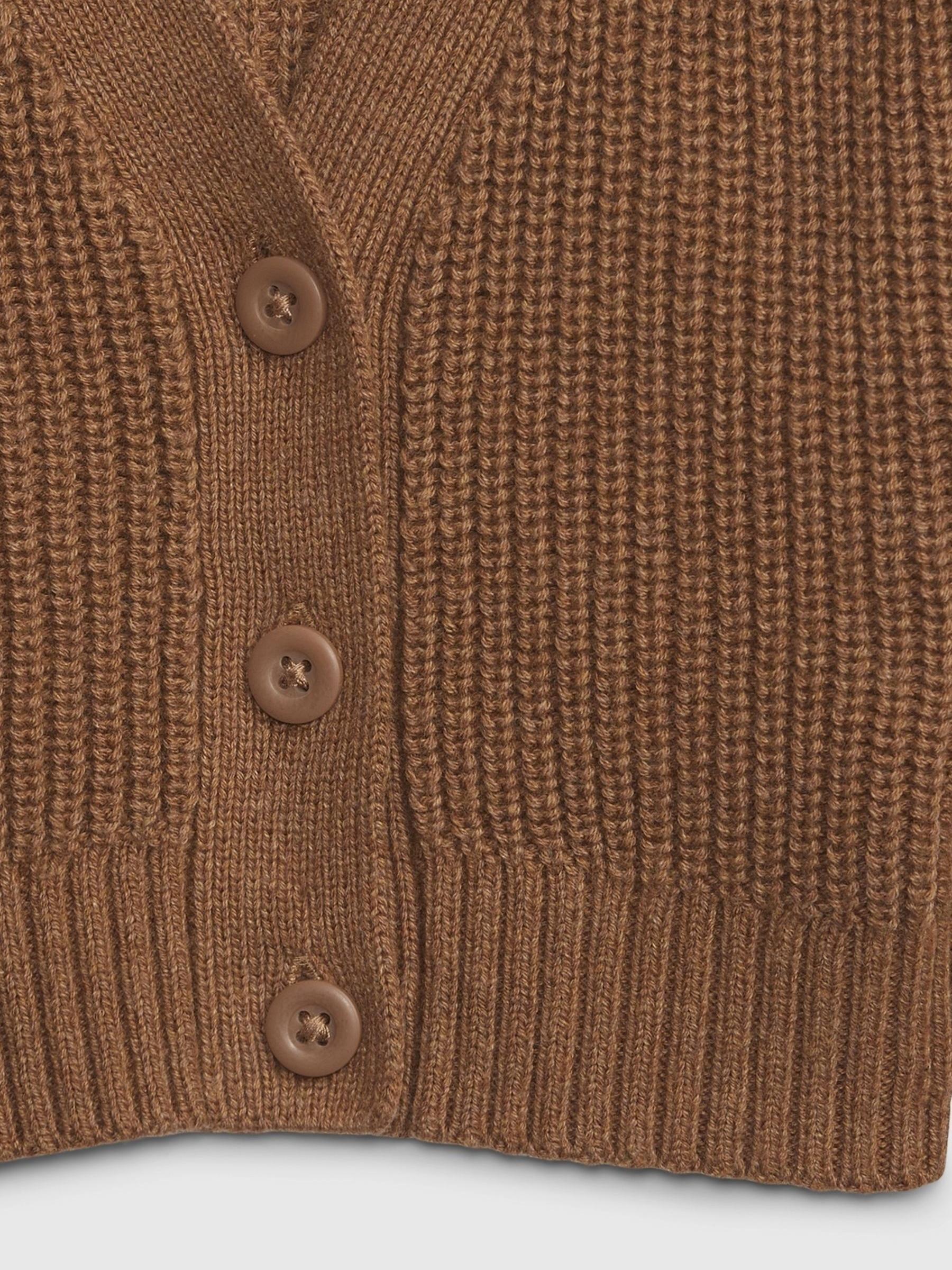 Brown Shaker Stitch Cardigan - Image 3 of 3