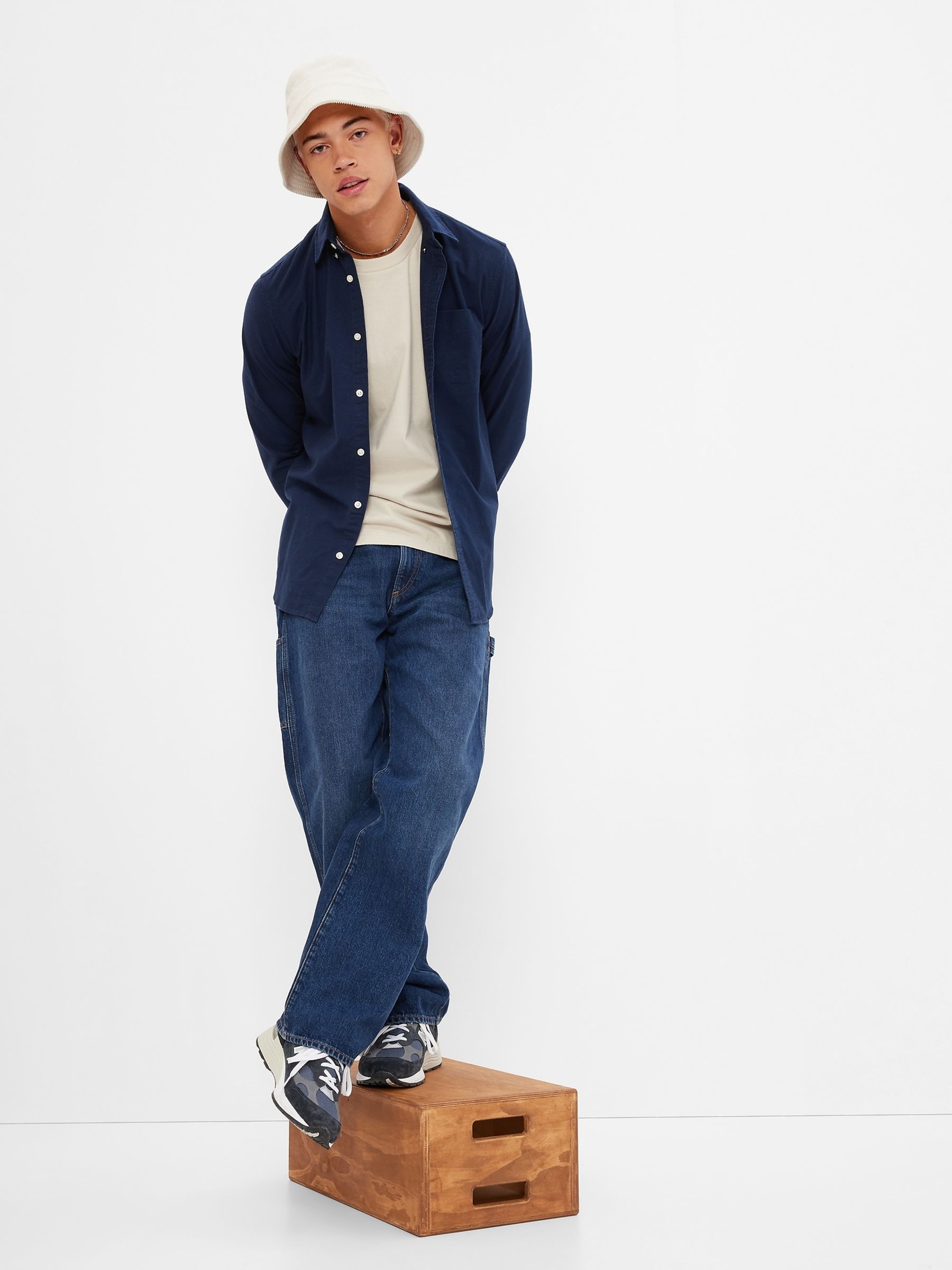 Blue Regular Fit Long Sleeve Oxford Shirt - Image 4 of 6