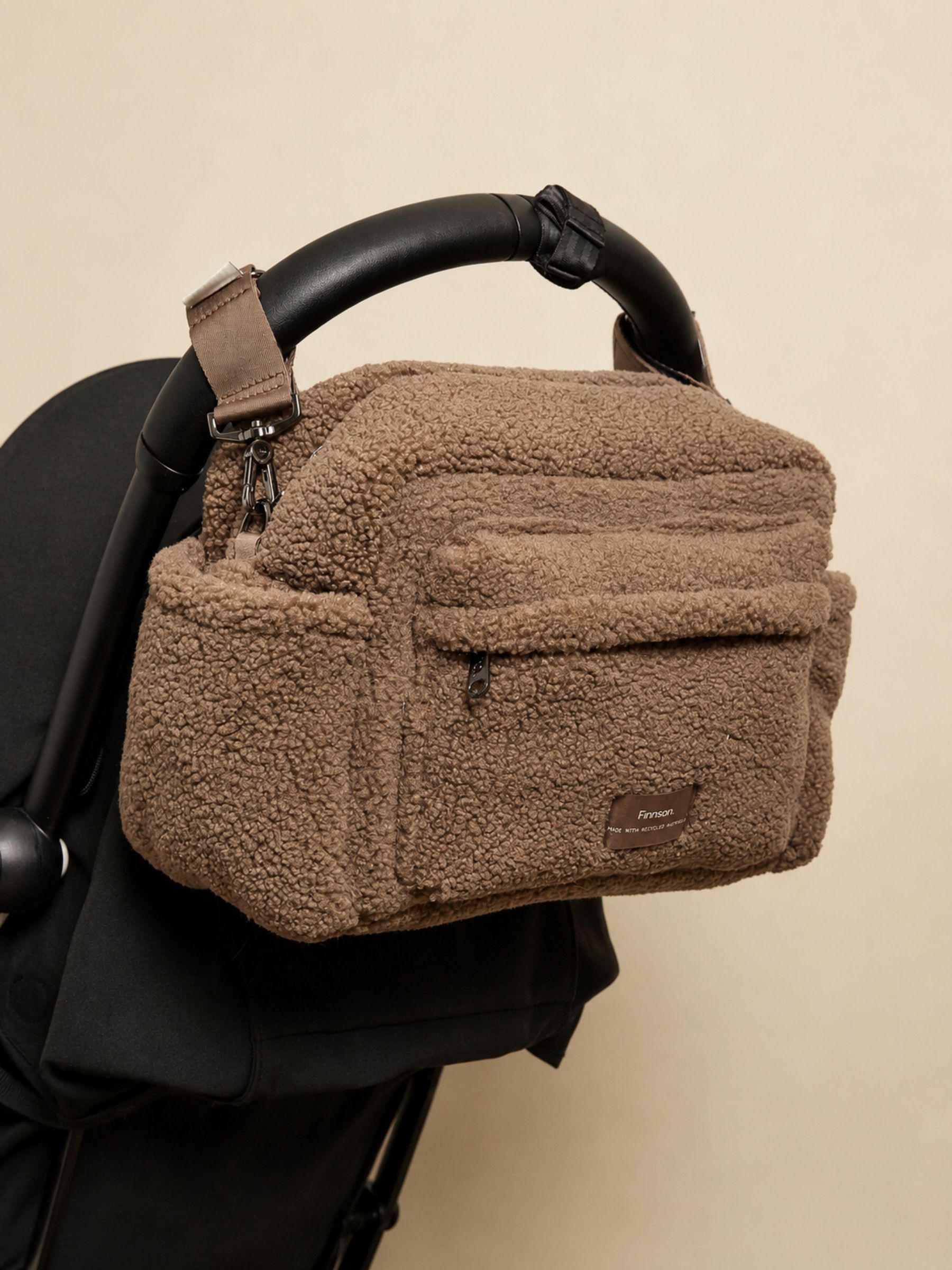Finnson Mink Brown Freya Oversized Stroller Organiser Compact Changing Bag with Stroller Clips - Image 3 of 6