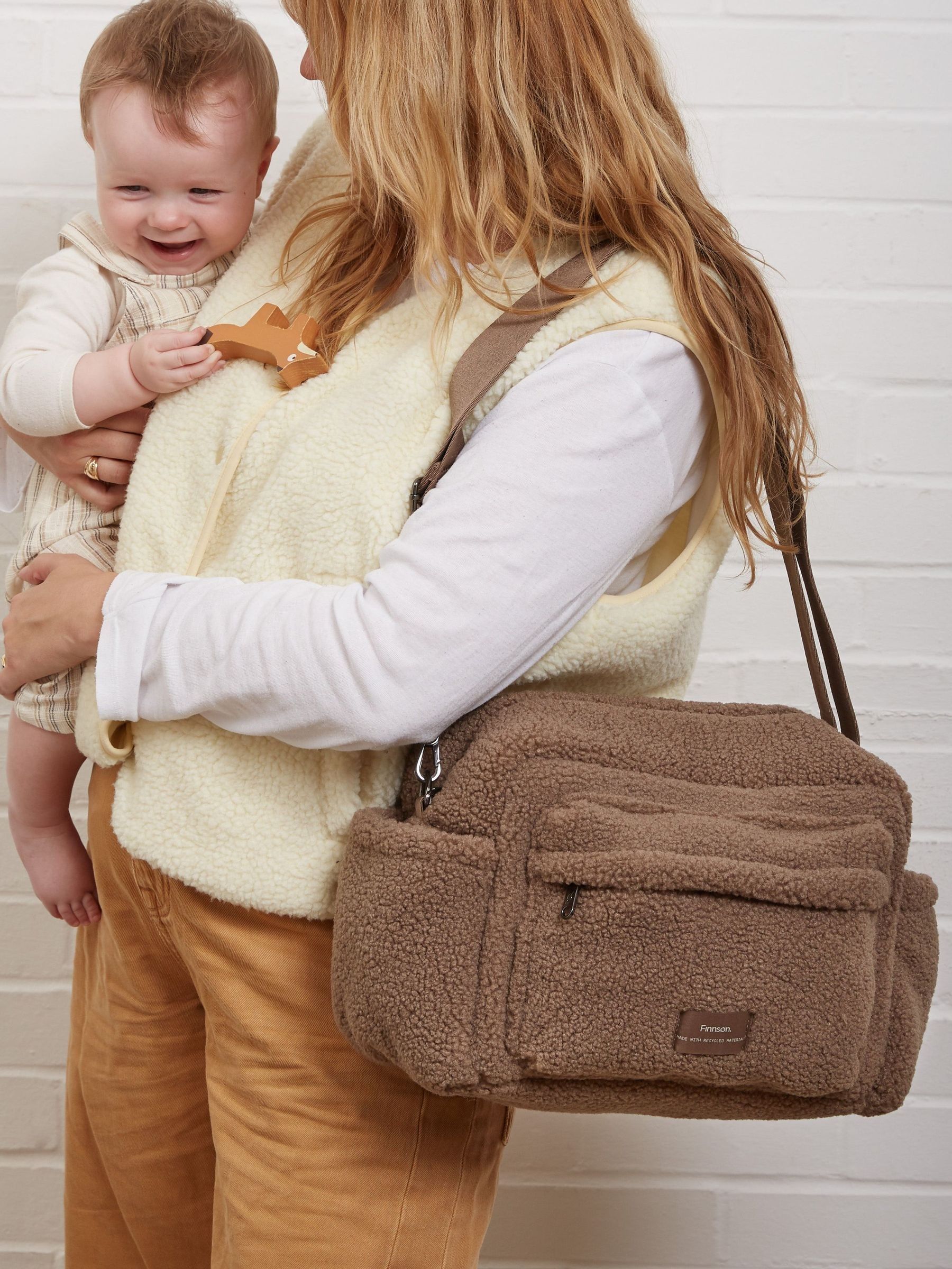 Finnson Mink Brown Freya Oversized Stroller Organiser Compact Changing Bag with Stroller Clips - Image 4 of 6