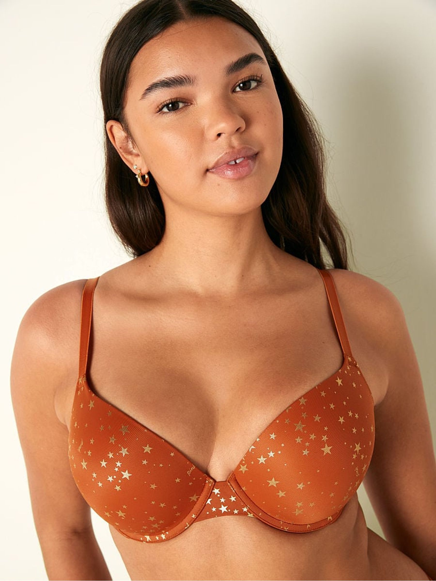 Cinnamon Orange Foil Star Push Up Bra - Image 1 of 5