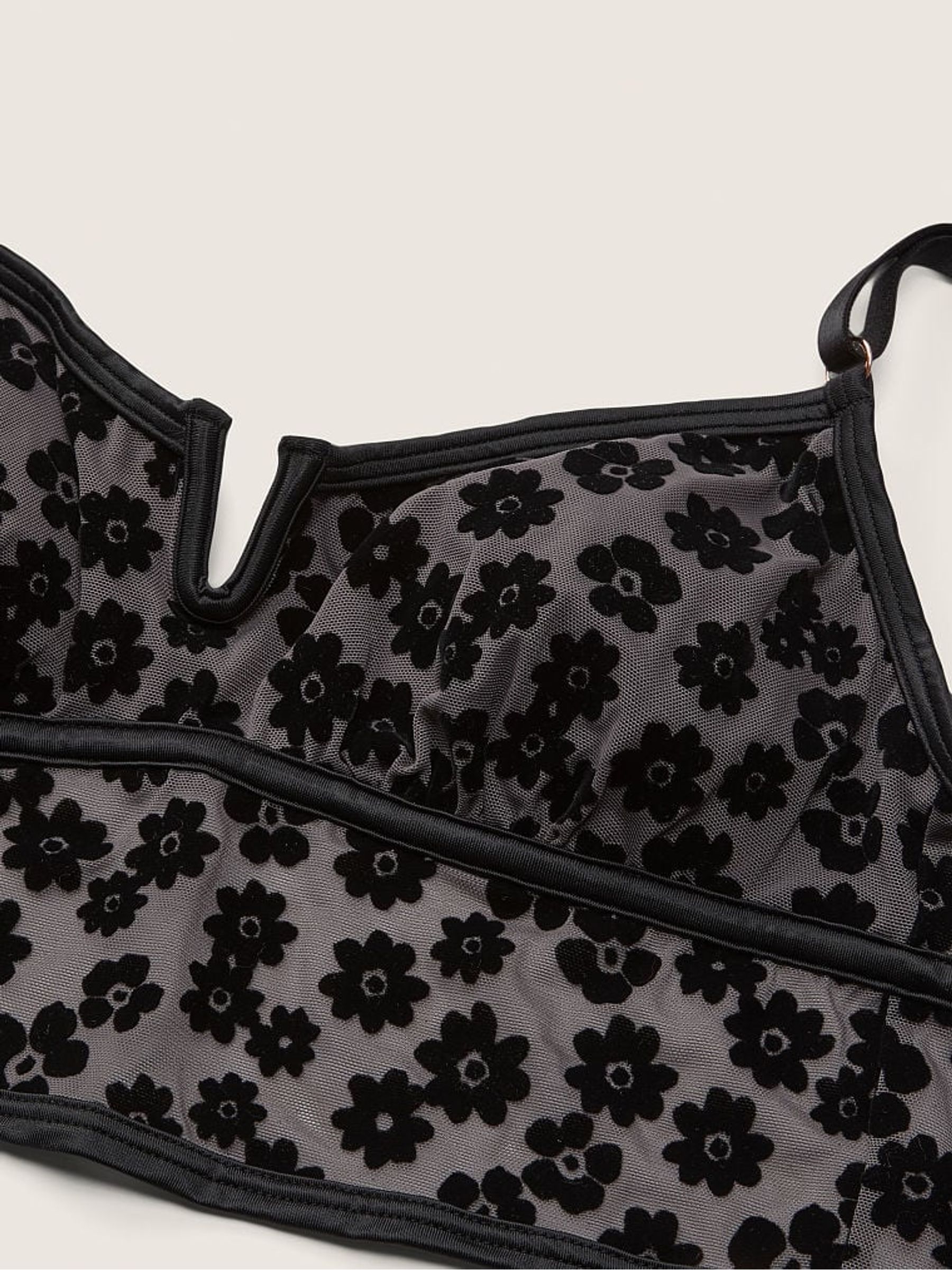 Pure Black Velvet Lightly Lined Bralette - Image 4 of 4
