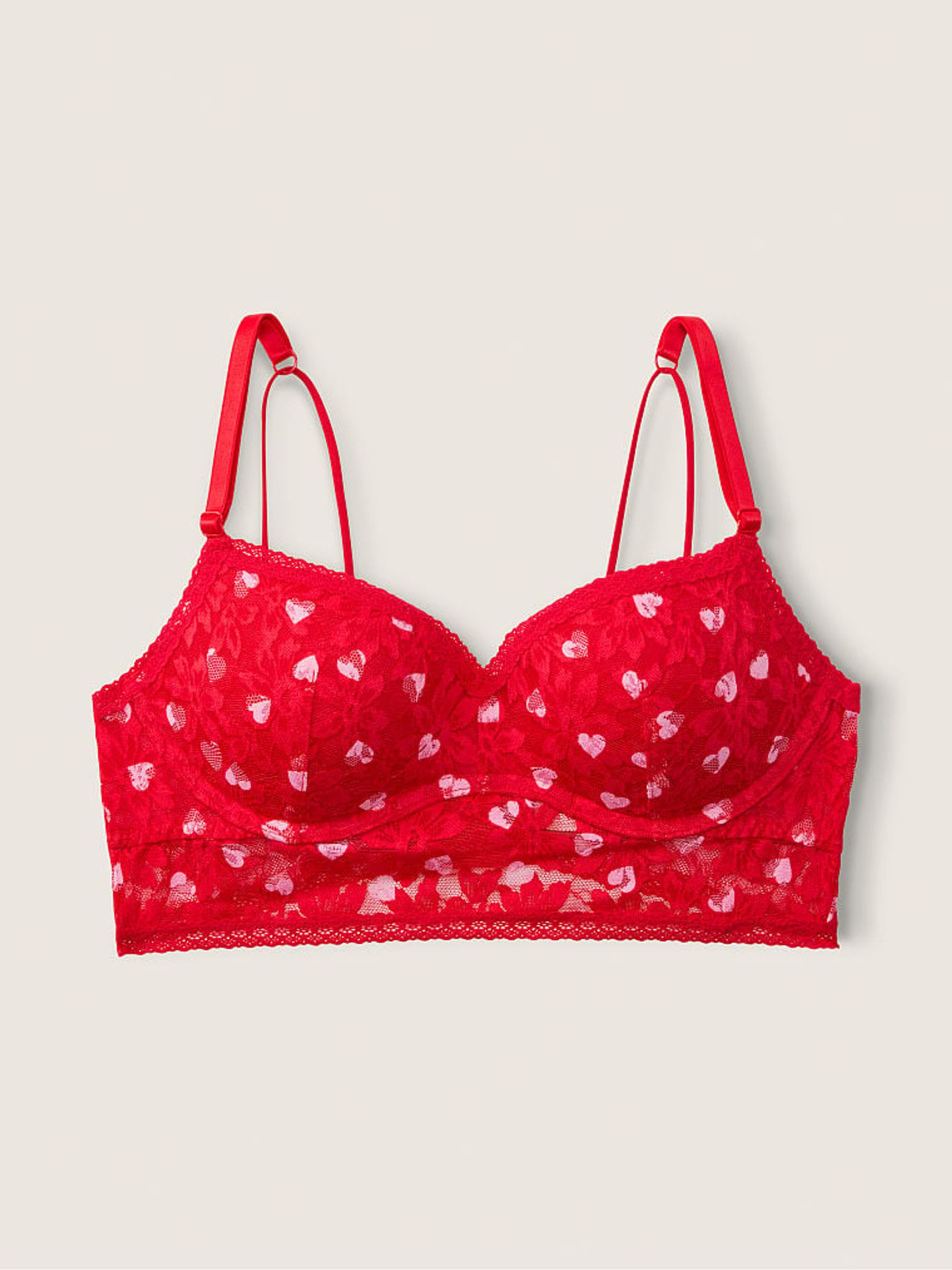 Red Pepper Heart V-Day Lace Wired Push Up Bralette - Image 3 of 4