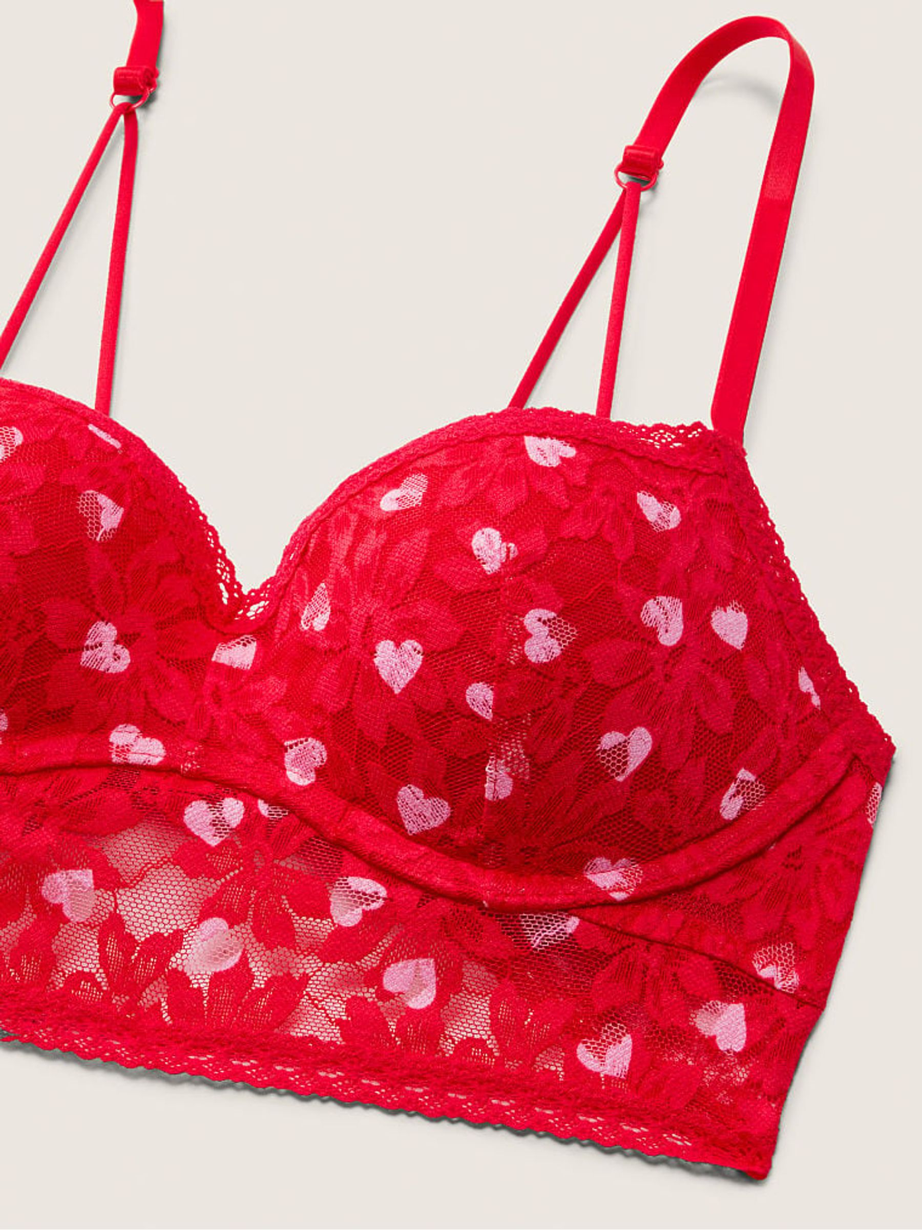 Red Pepper Heart V-Day Lace Wired Push Up Bralette - Image 4 of 4