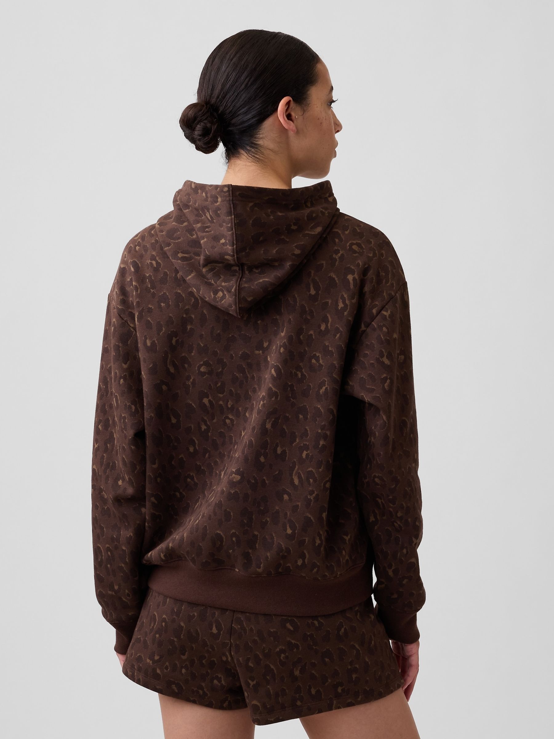 Leopard Print Relaxed Logo Hoodie - Image 2 of 5 Leopard Print Relaxed Logo Hoodie - Image 2 of 5