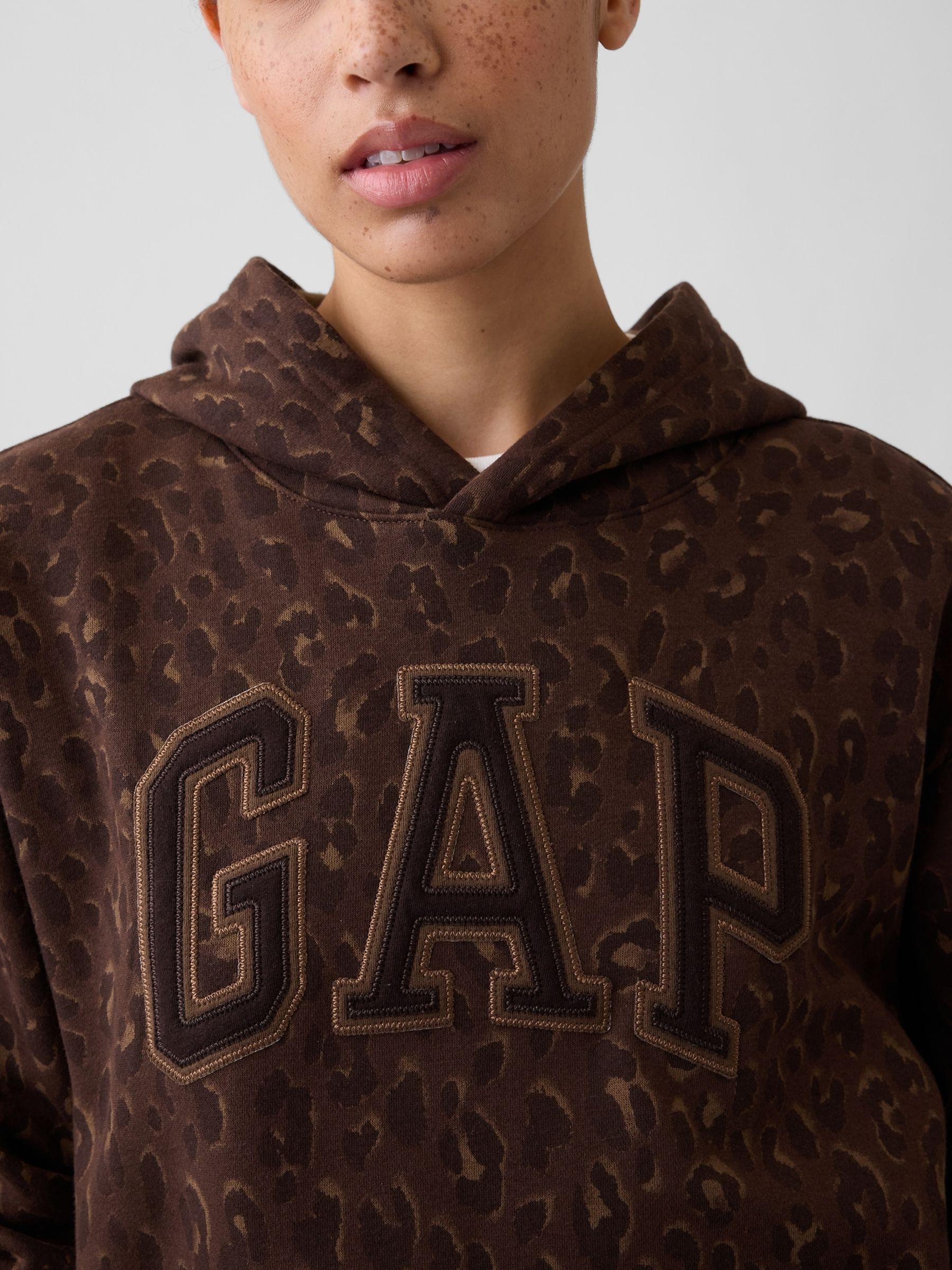 Leopard Print Relaxed Logo Hoodie - Image 4 of 5
