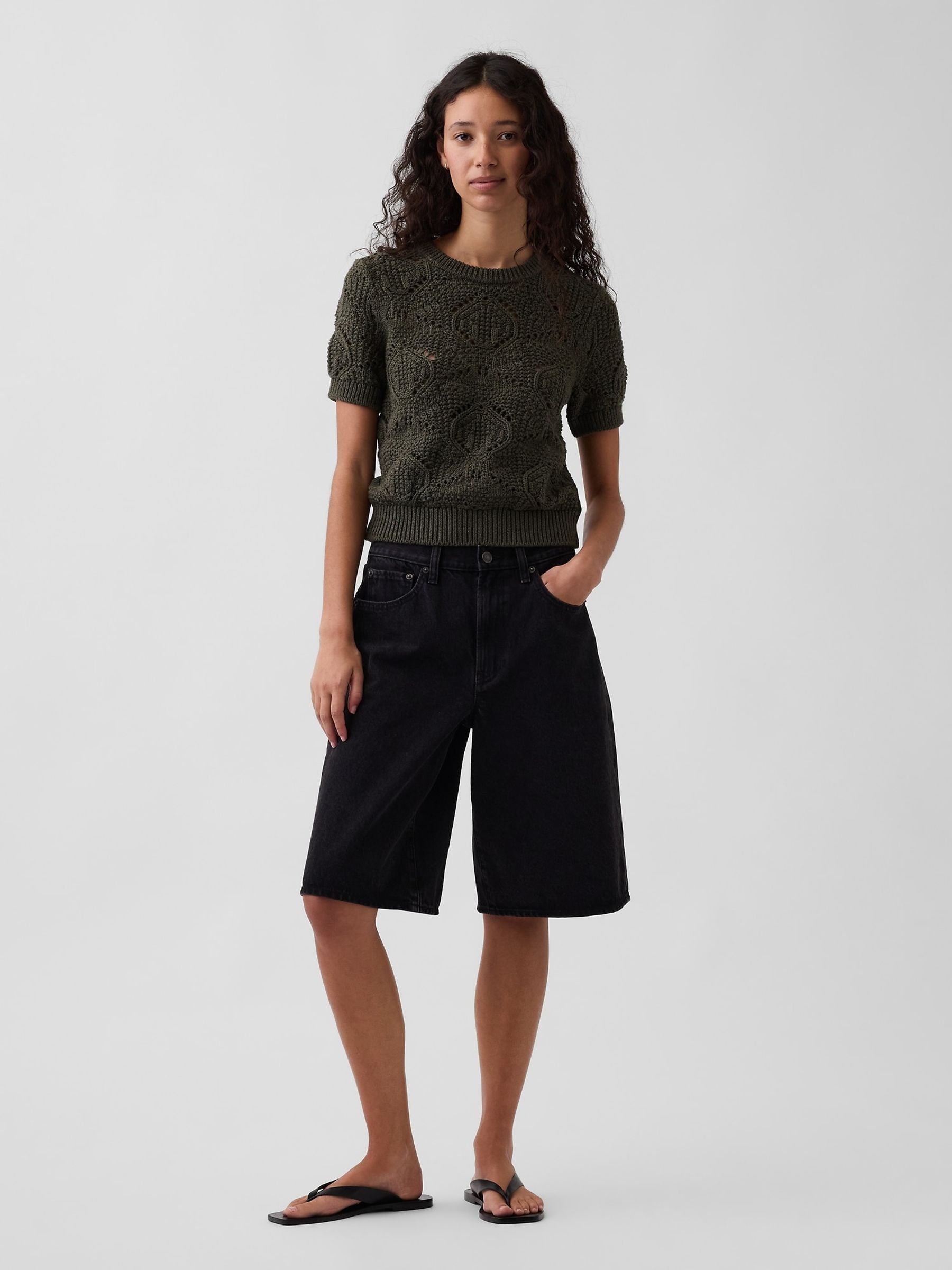 Green Crochet Short Sleeve Jumper - Image 3 of 4
