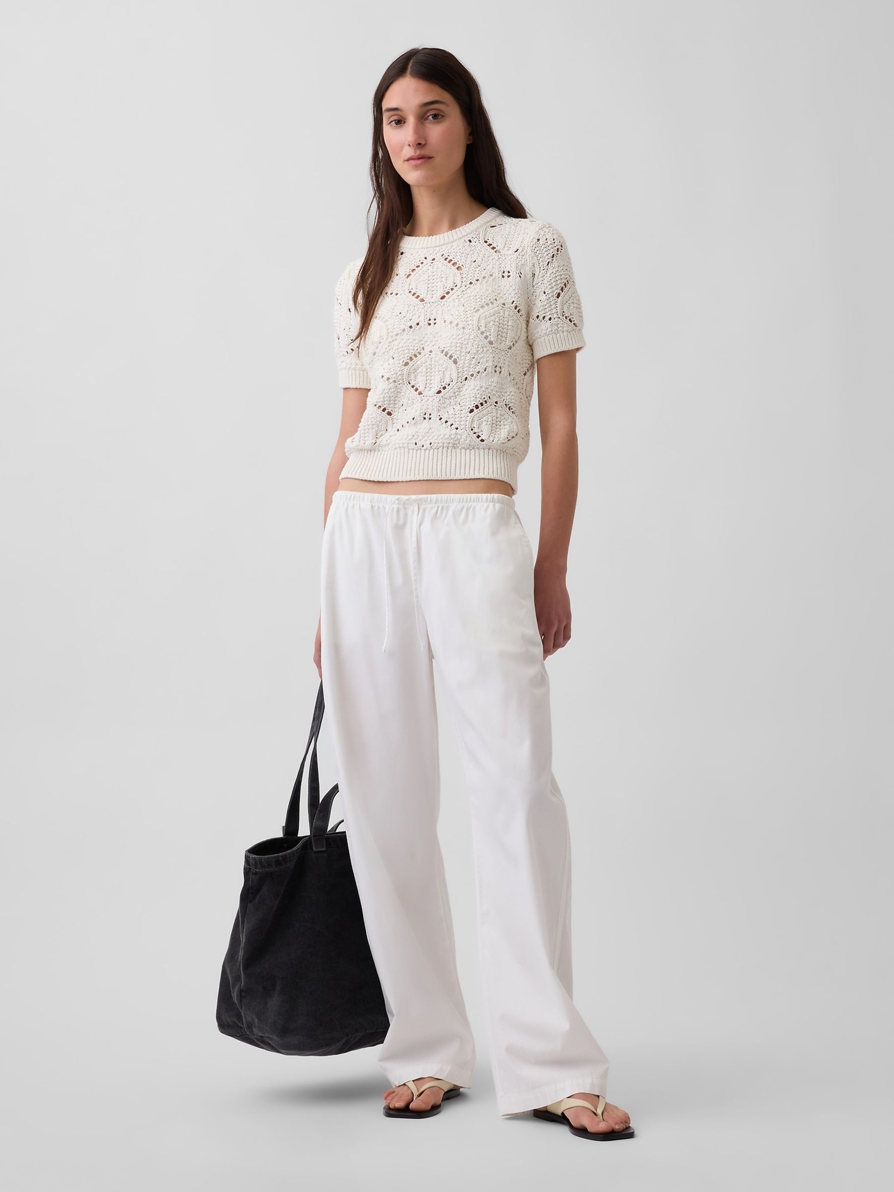 Cream Crochet Short Sleeve Jumper - Image 3 of 4