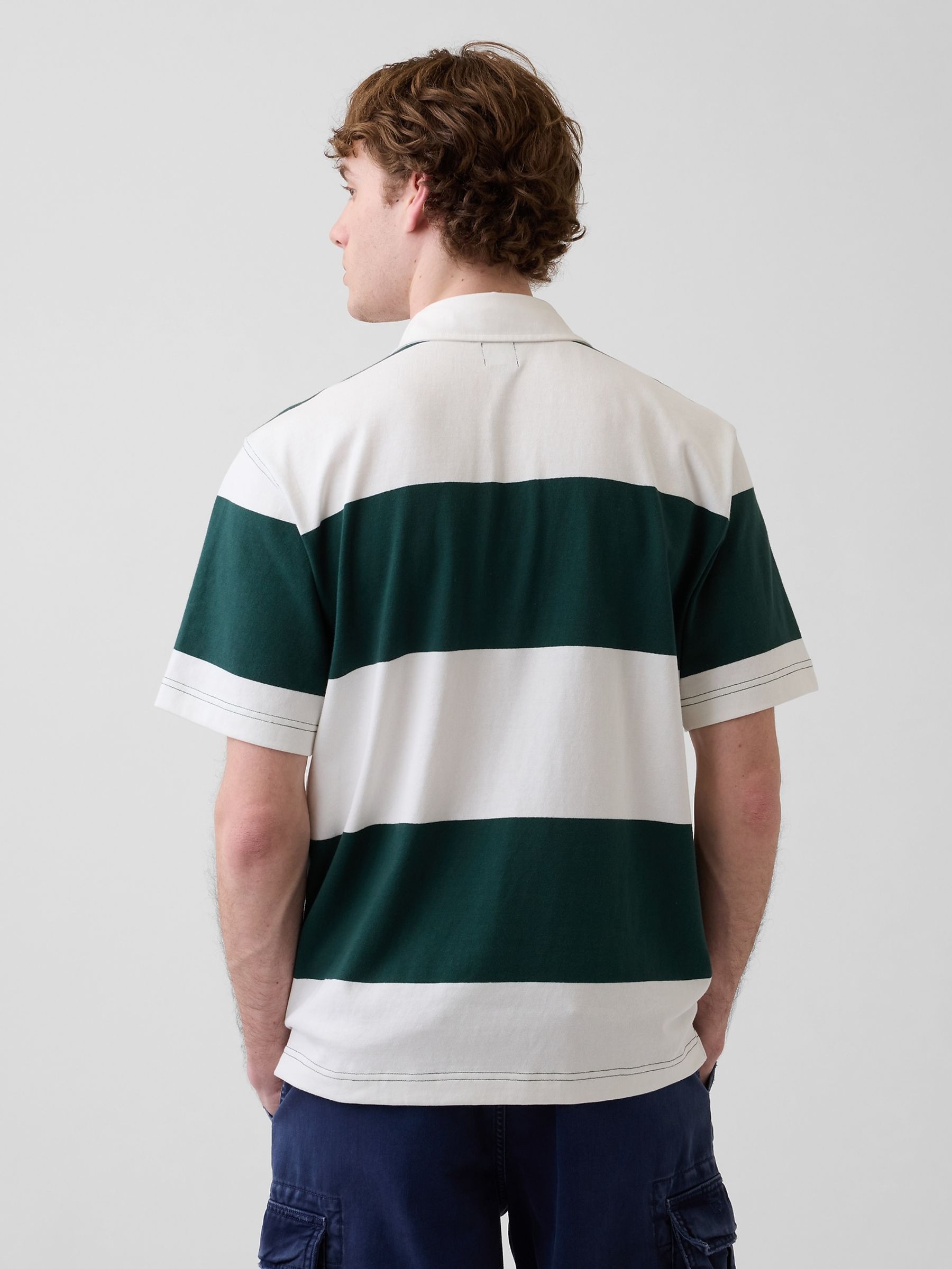 Green Stripe Relaxed Logo Rugby Shirt - Image 2 of 4