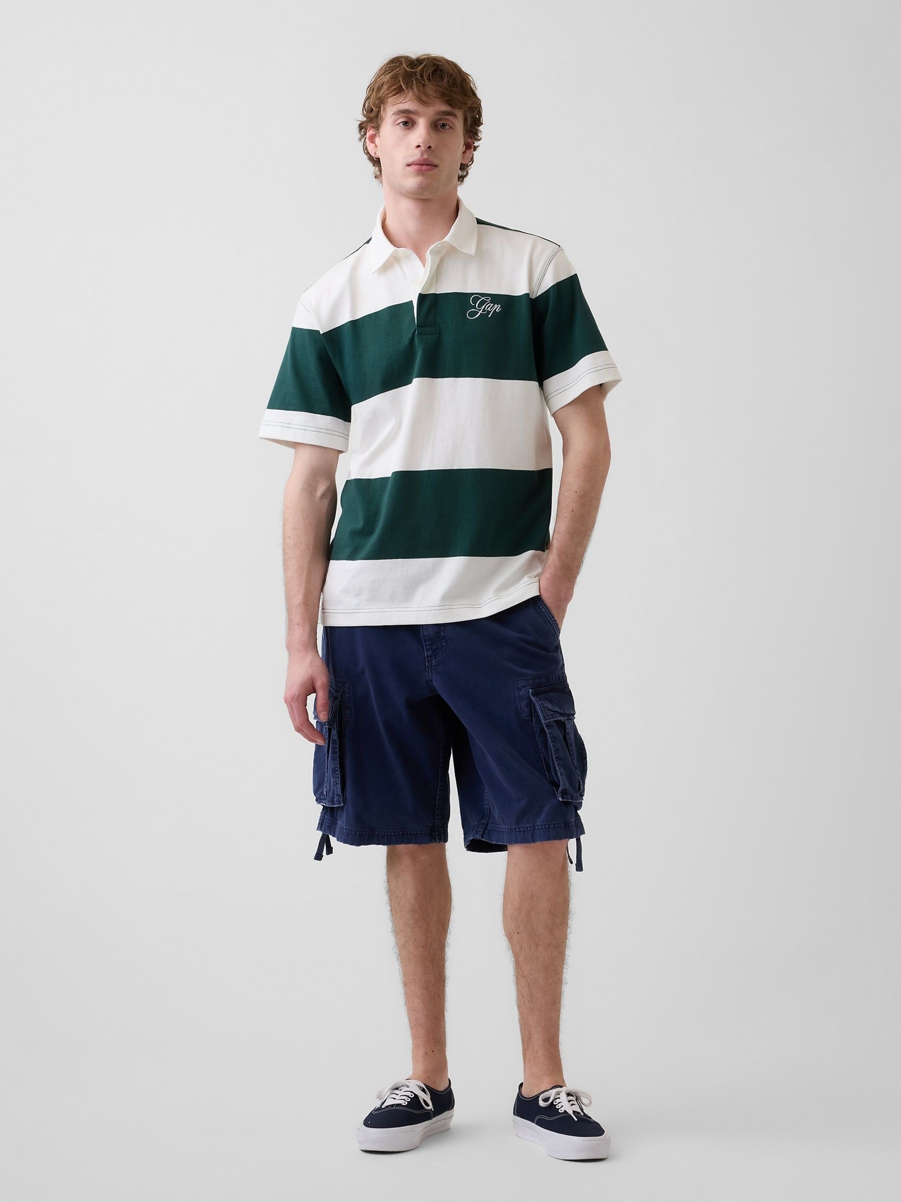 Green Stripe Relaxed Logo Rugby Shirt - Image 3 of 4