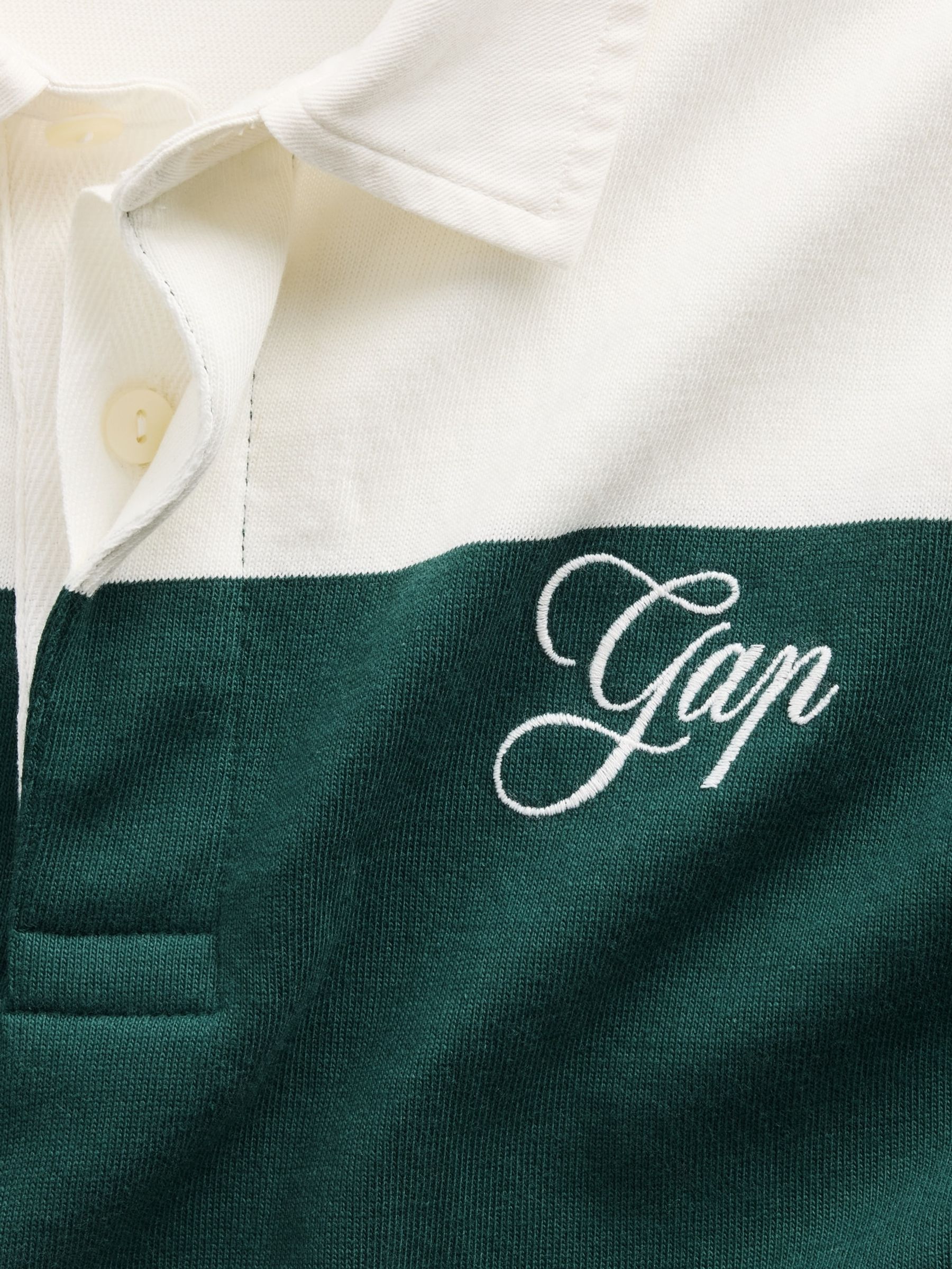 Green Stripe Relaxed Logo Rugby Shirt - Image 4 of 4 Green Stripe Relaxed Logo Rugby Shirt - Image 4 of 4