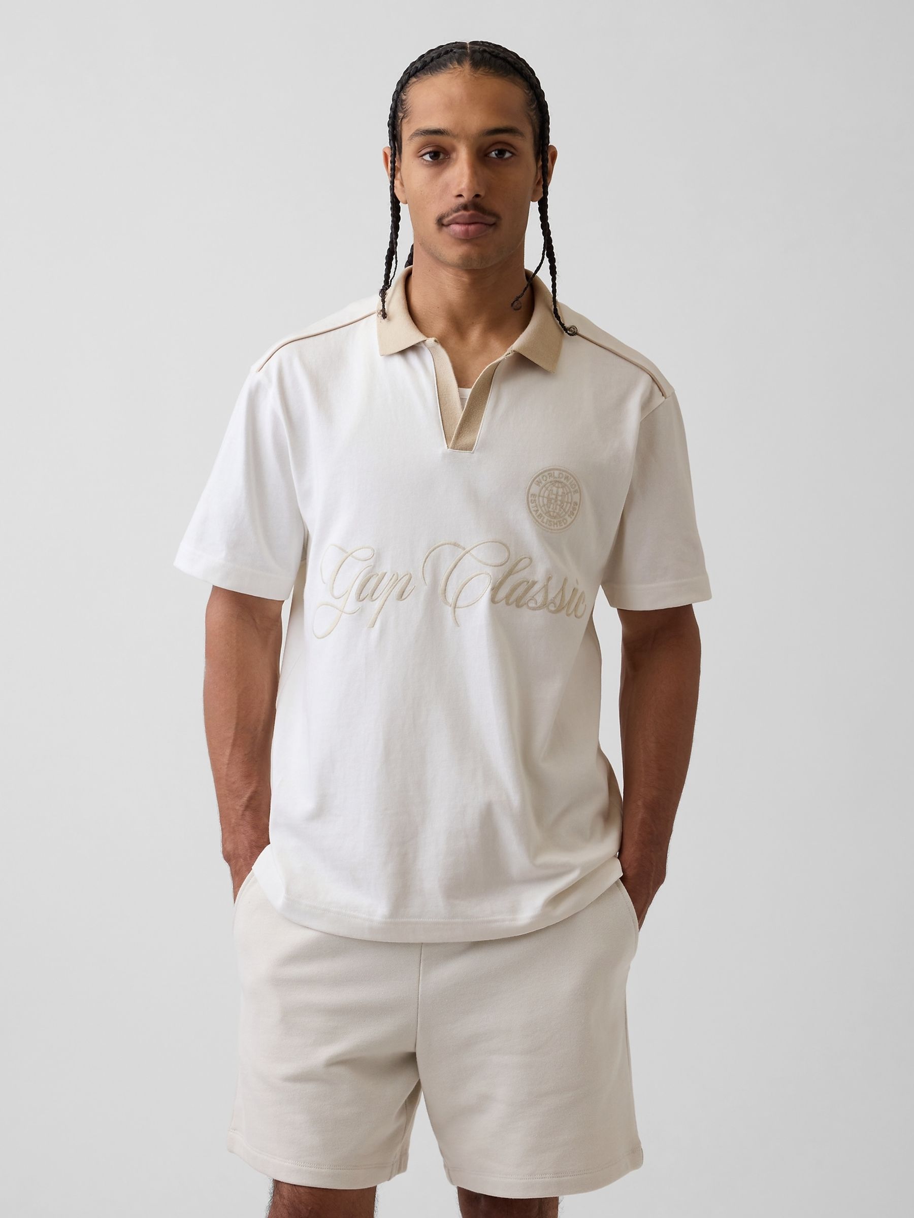 Cream Relaxed Logo Rugby Shirt - Image 1 of 4