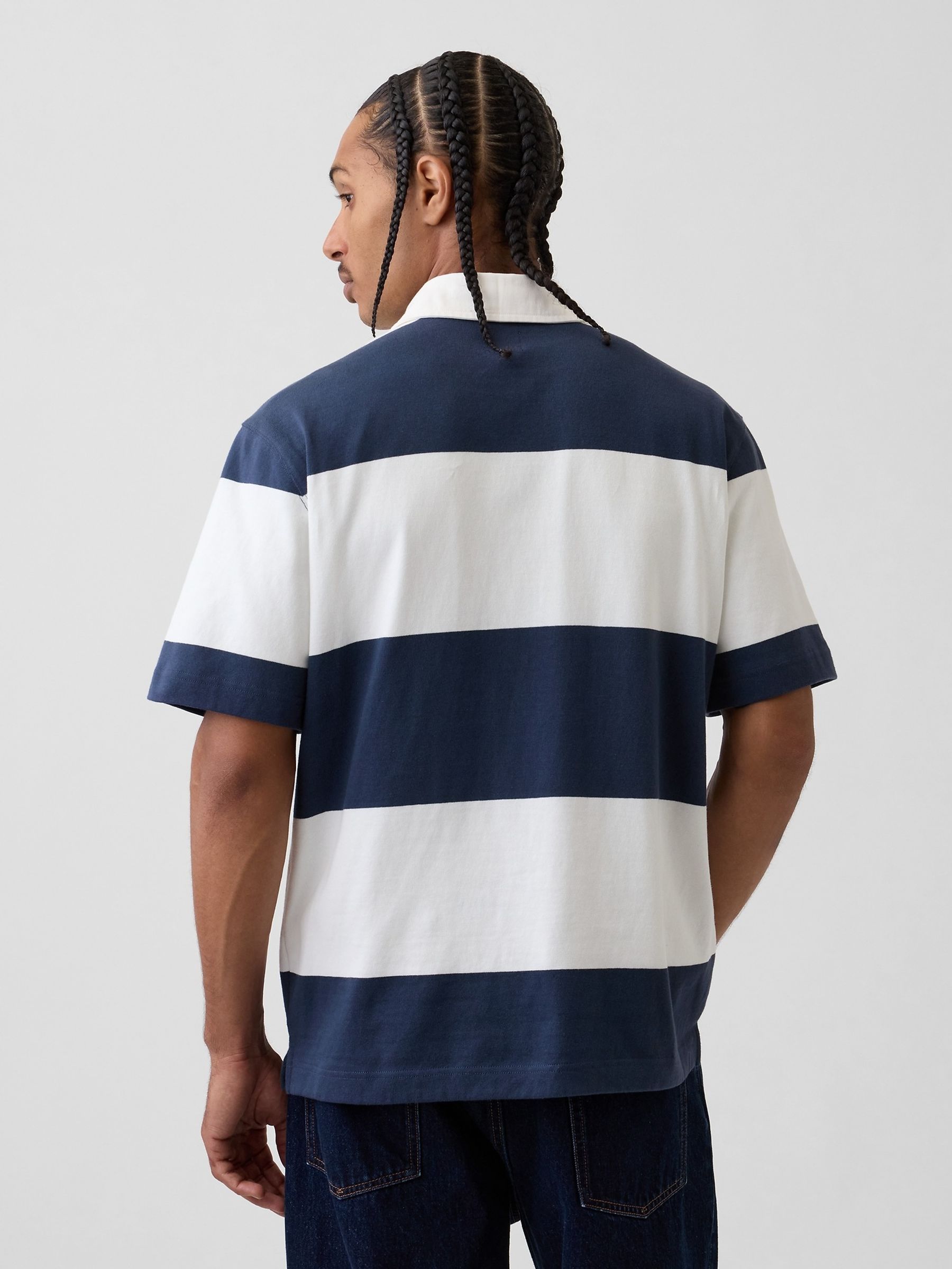 Blue Stripe Relaxed Logo Rugby Shirt - Image 2 of 4
