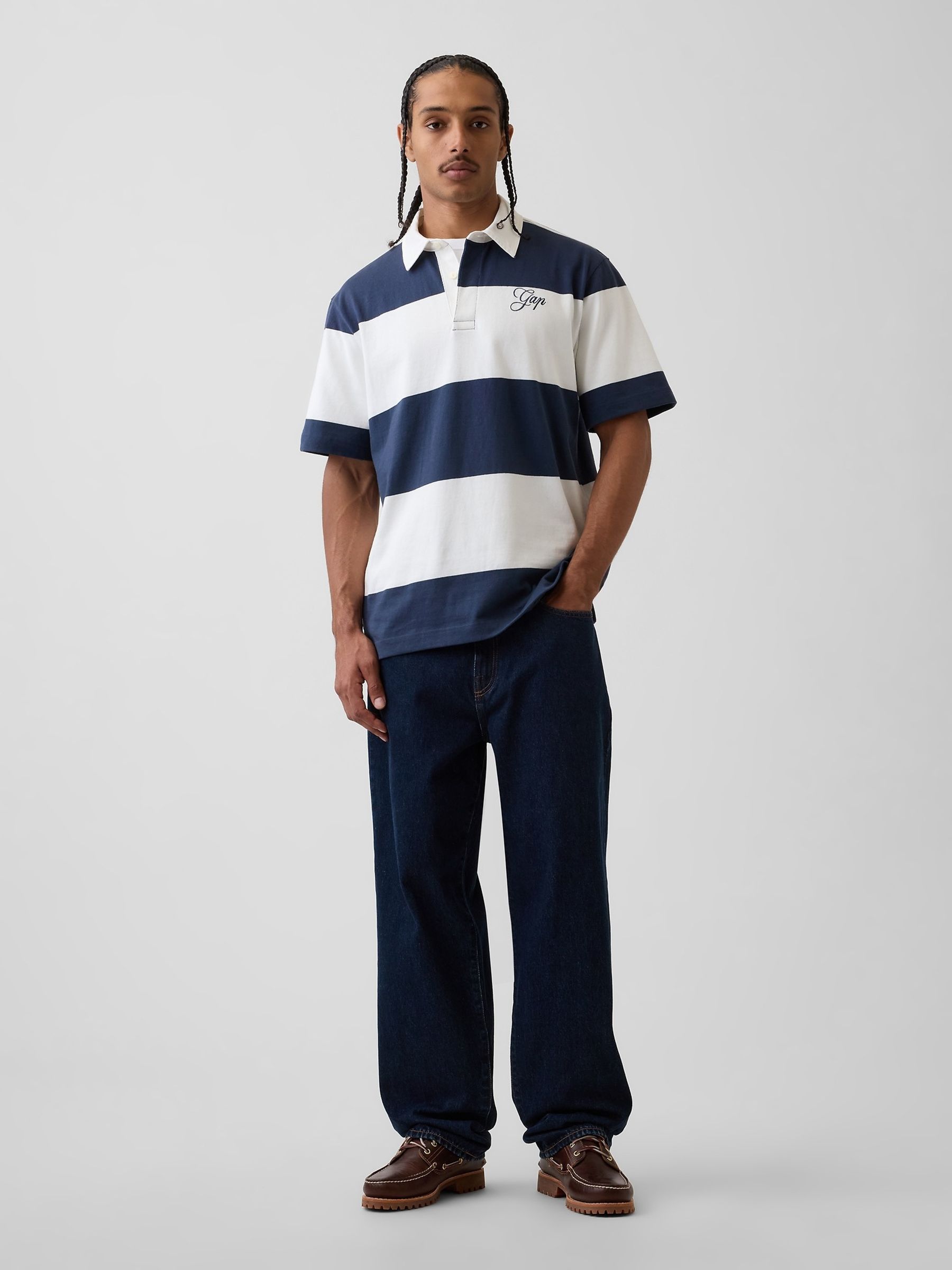 Blue Stripe Relaxed Logo Rugby Shirt - Image 3 of 4